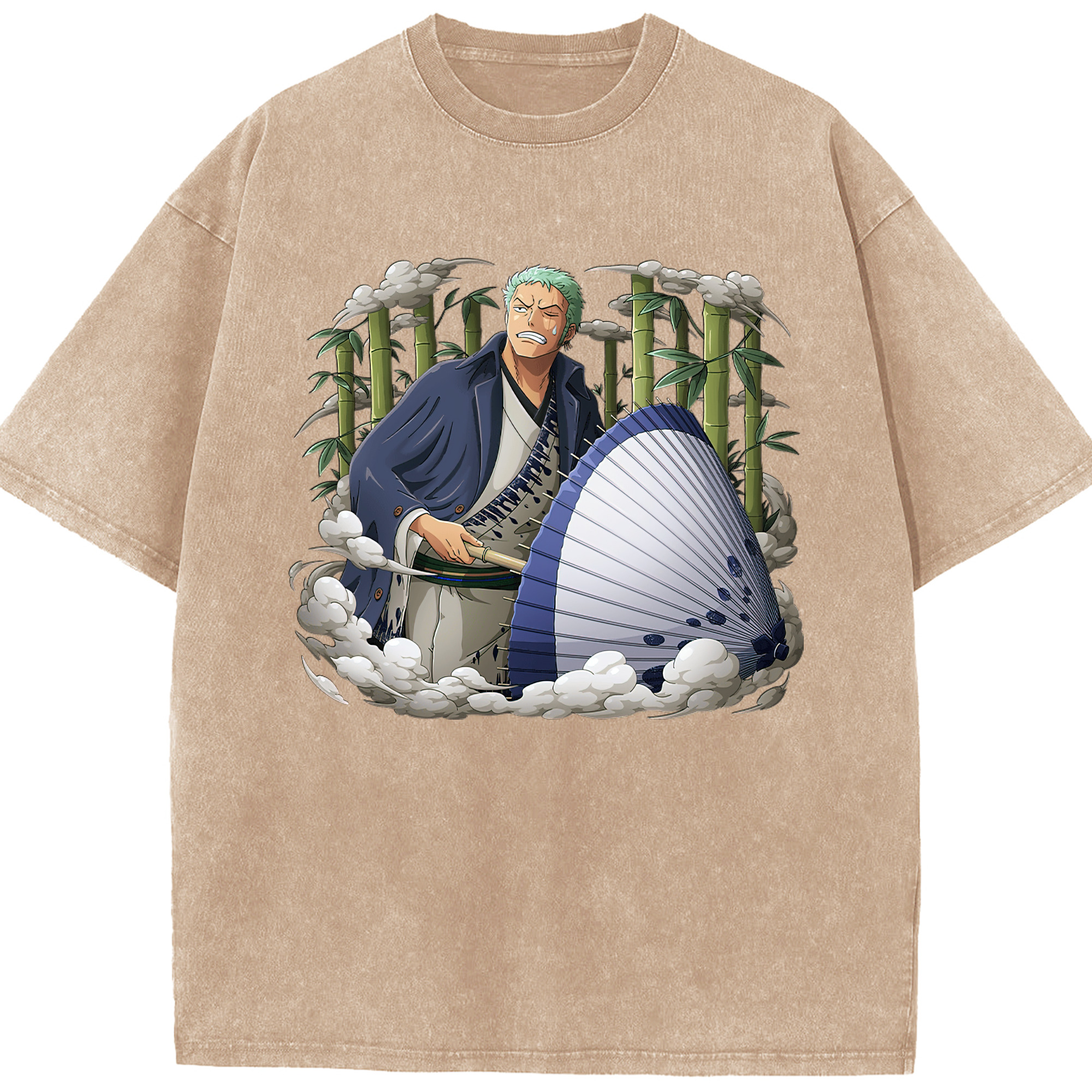 ワンピース ロロノア・ゾロ ONE PIECE Roronoa Zoro 綿100% ヴィンテージ風 半袖Tシャツ（フロントプリント）