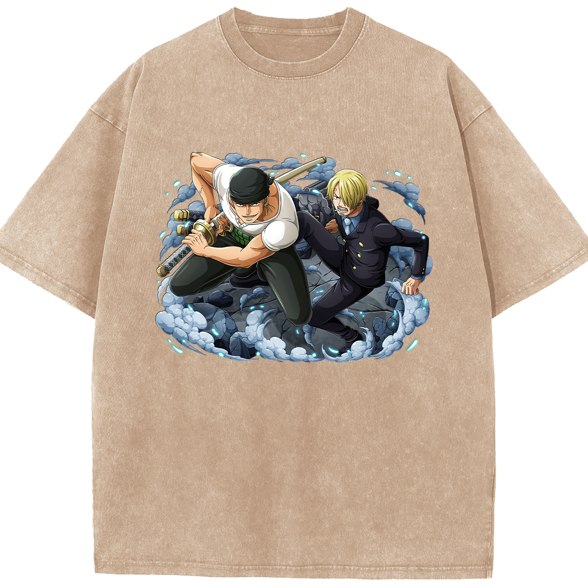 ワンピース ロロノア・ゾロ ONE PIECE Roronoa Zoro 綿100% ヴィンテージ風 半袖Tシャツ（フロントプリント）