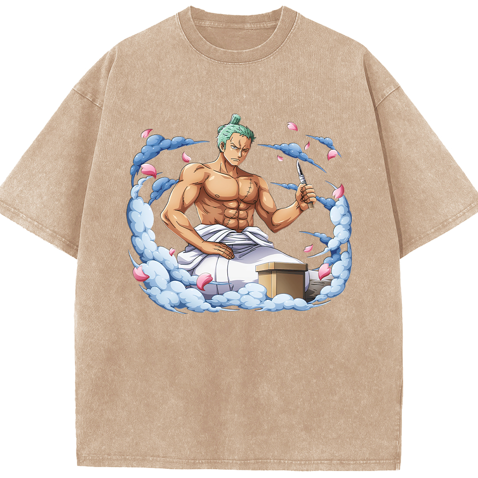 ワンピース ロロノア・ゾロ ONE PIECE Roronoa Zoro 綿100% ヴィンテージ風 半袖Tシャツ（フロントプリント）
