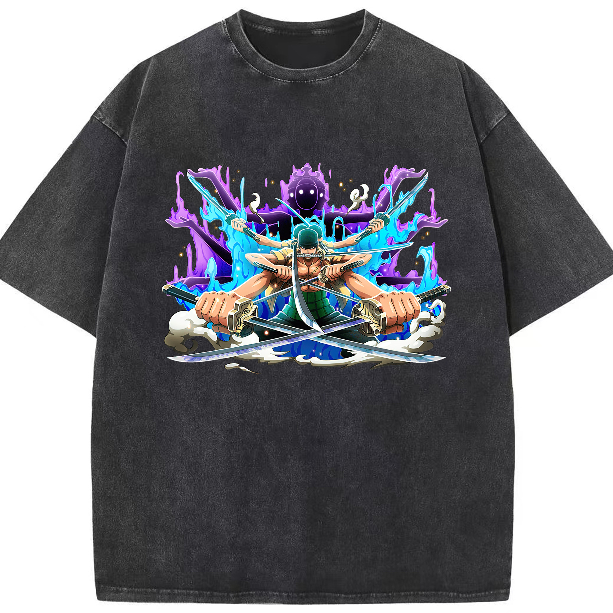 ワンピース ロロノア・ゾロ ONE PIECE Roronoa Zoro 綿100% ヴィンテージ風 半袖Tシャツ（フロントプリント）