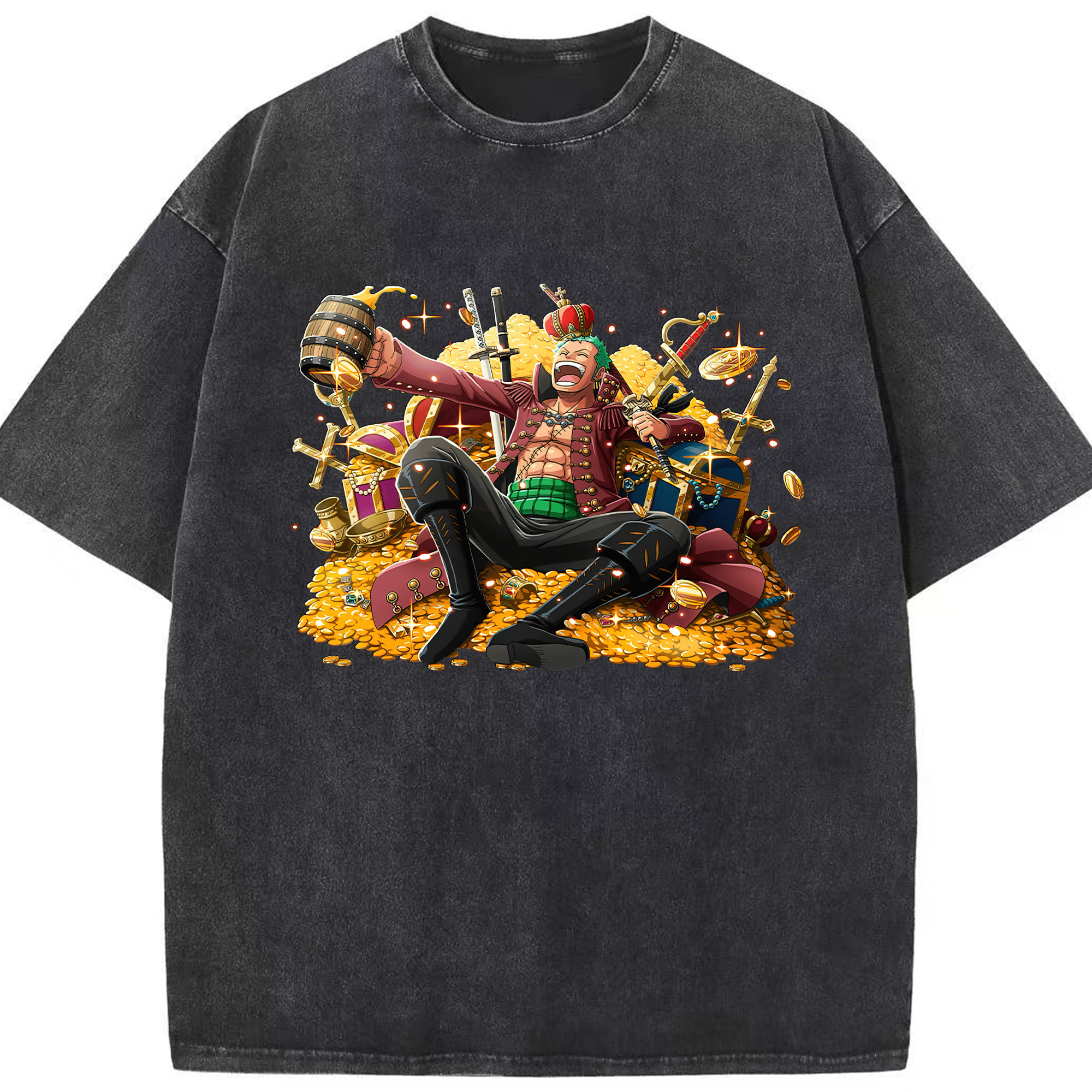 ワンピース ロロノア・ゾロ ONE PIECE Roronoa Zoro 綿100% ヴィンテージ風 半袖Tシャツ（フロントプリント）