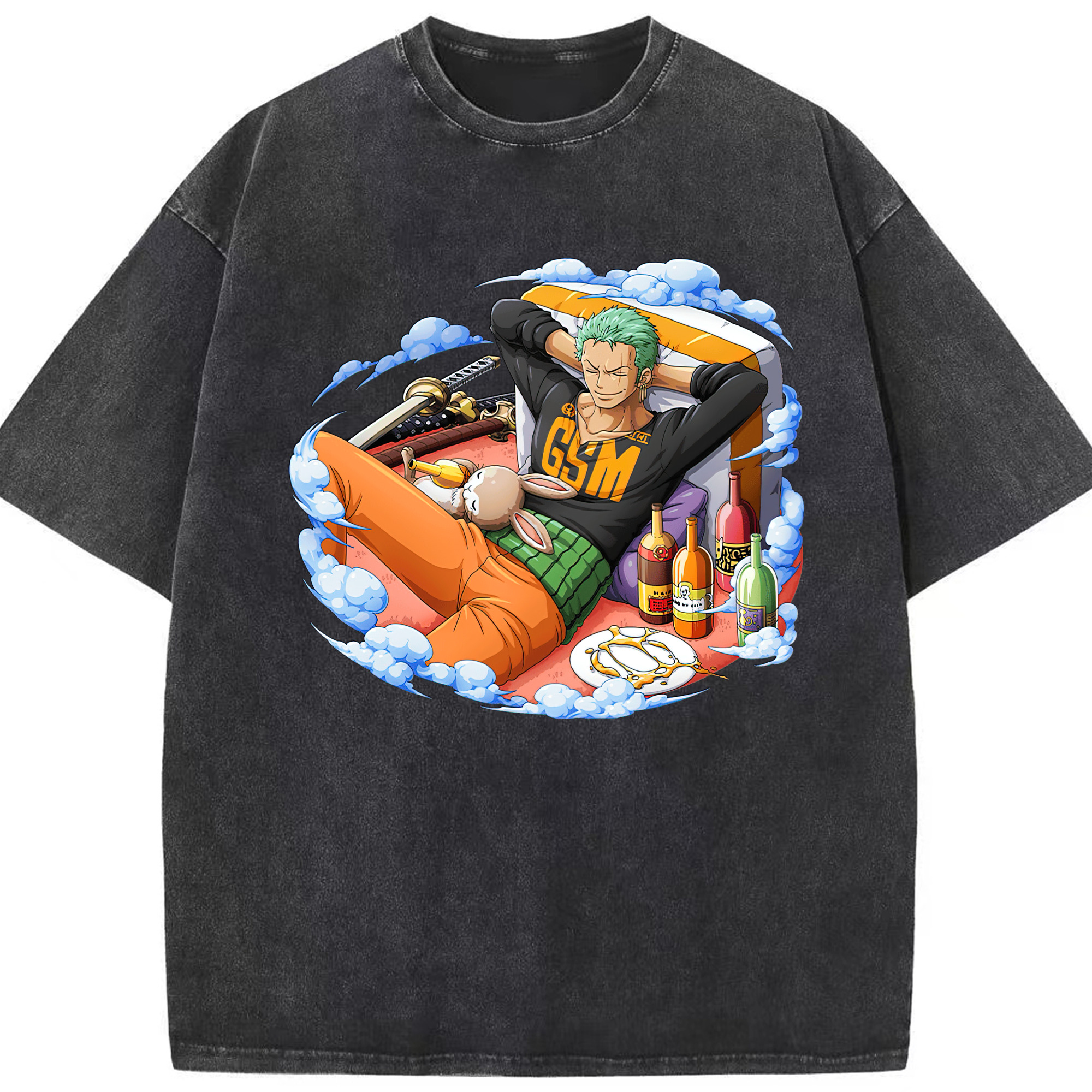 ワンピース ロロノア・ゾロ ONE PIECE Roronoa Zoro 綿100% ヴィンテージ風 半袖Tシャツ（フロントプリント）