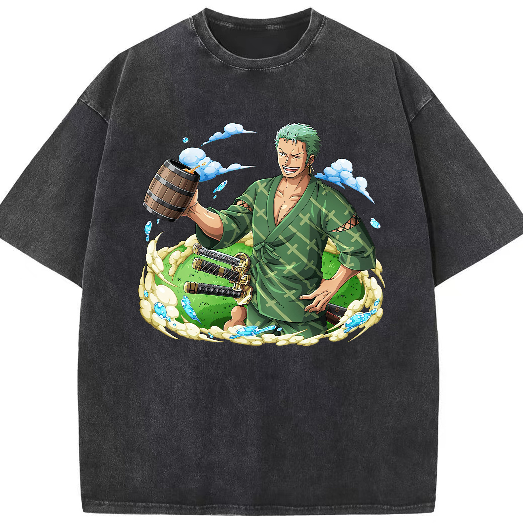 ワンピース ロロノア・ゾロ ONE PIECE Roronoa Zoro 綿100% ヴィンテージ風 半袖Tシャツ（フロントプリント）