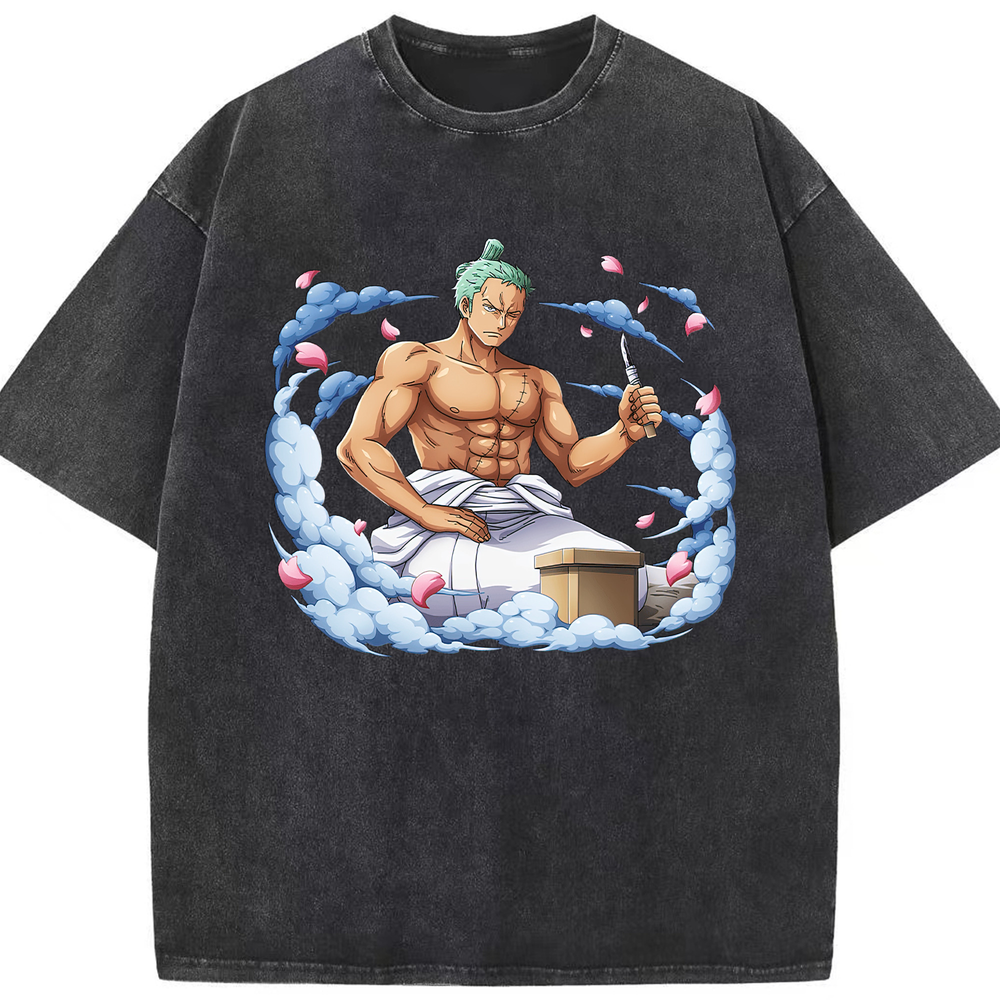 ワンピース ロロノア・ゾロ ONE PIECE Roronoa Zoro 綿100% ヴィンテージ風 半袖Tシャツ（フロントプリント）