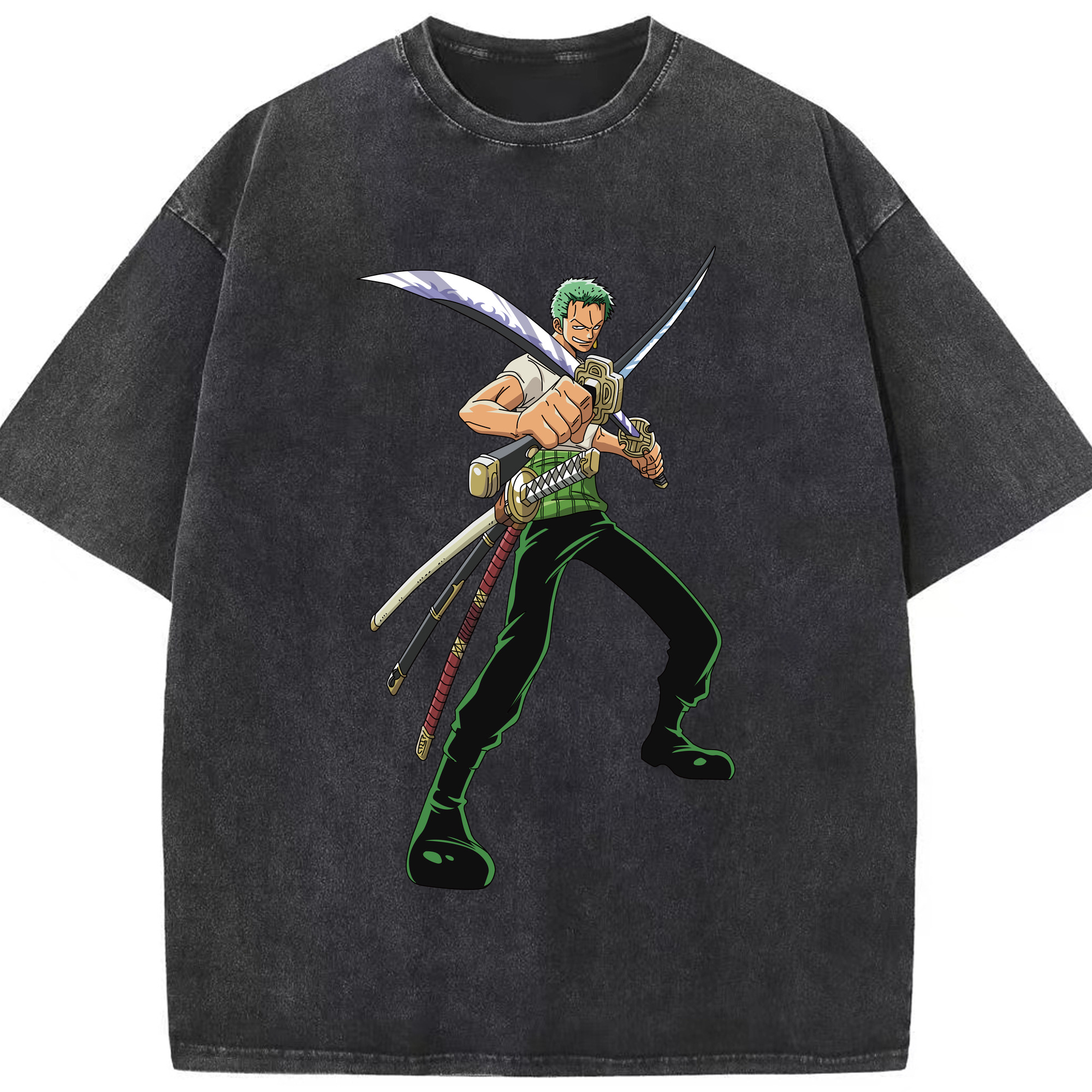 ワンピース ロロノア・ゾロ ONE PIECE Roronoa Zoro 綿100% ヴィンテージ風 半袖Tシャツ（フロントプリント）