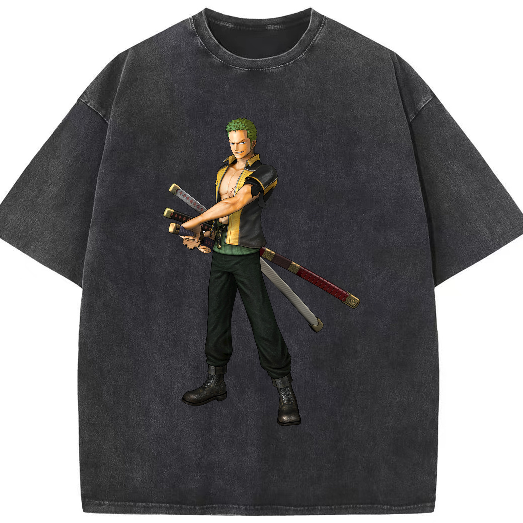ワンピース ロロノア・ゾロ ONE PIECE Roronoa Zoro 綿100% ヴィンテージ風 半袖Tシャツ（フロントプリント）