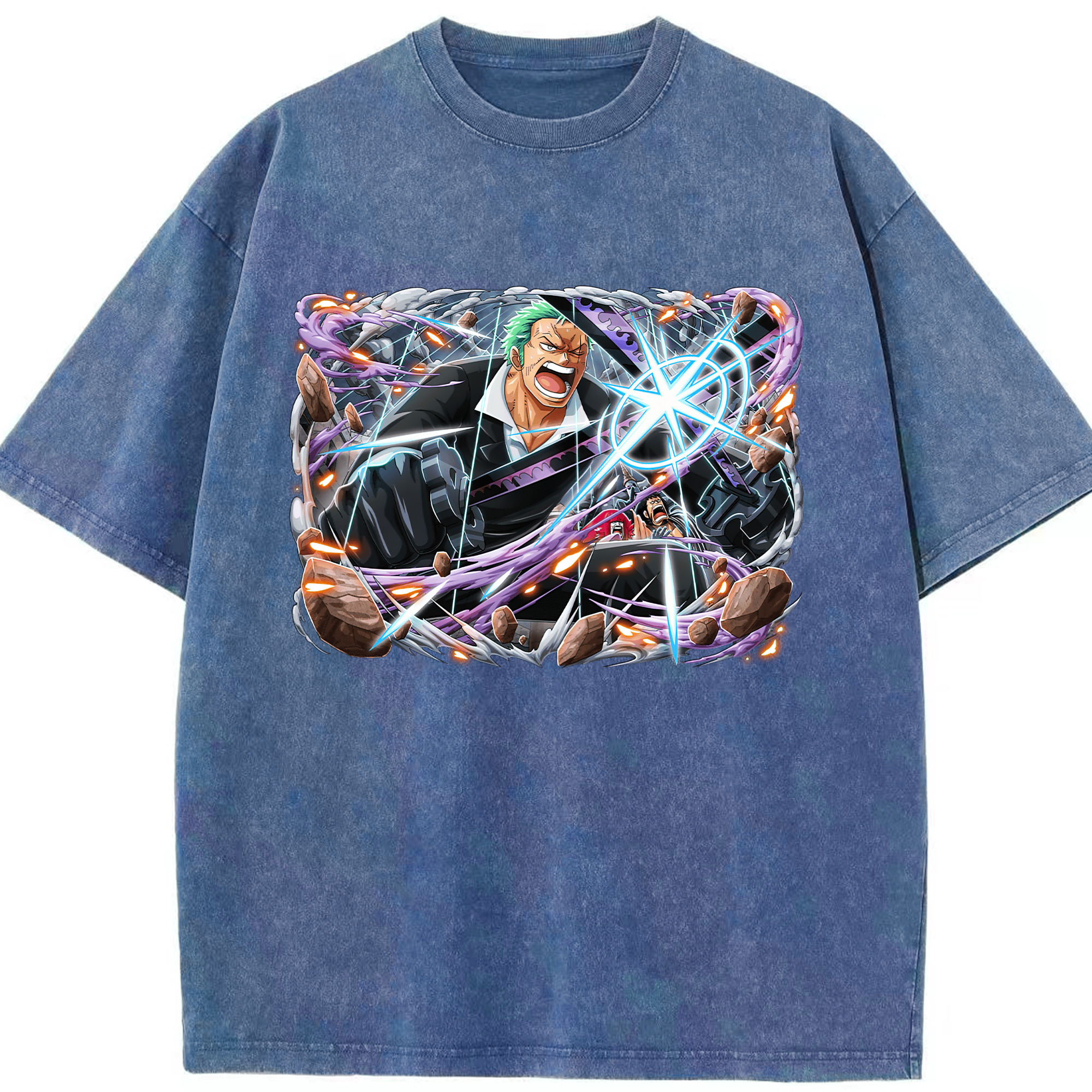 ワンピース ロロノア・ゾロ ONE PIECE Roronoa Zoro 綿100% ヴィンテージ風 半袖Tシャツ（フロントプリント）