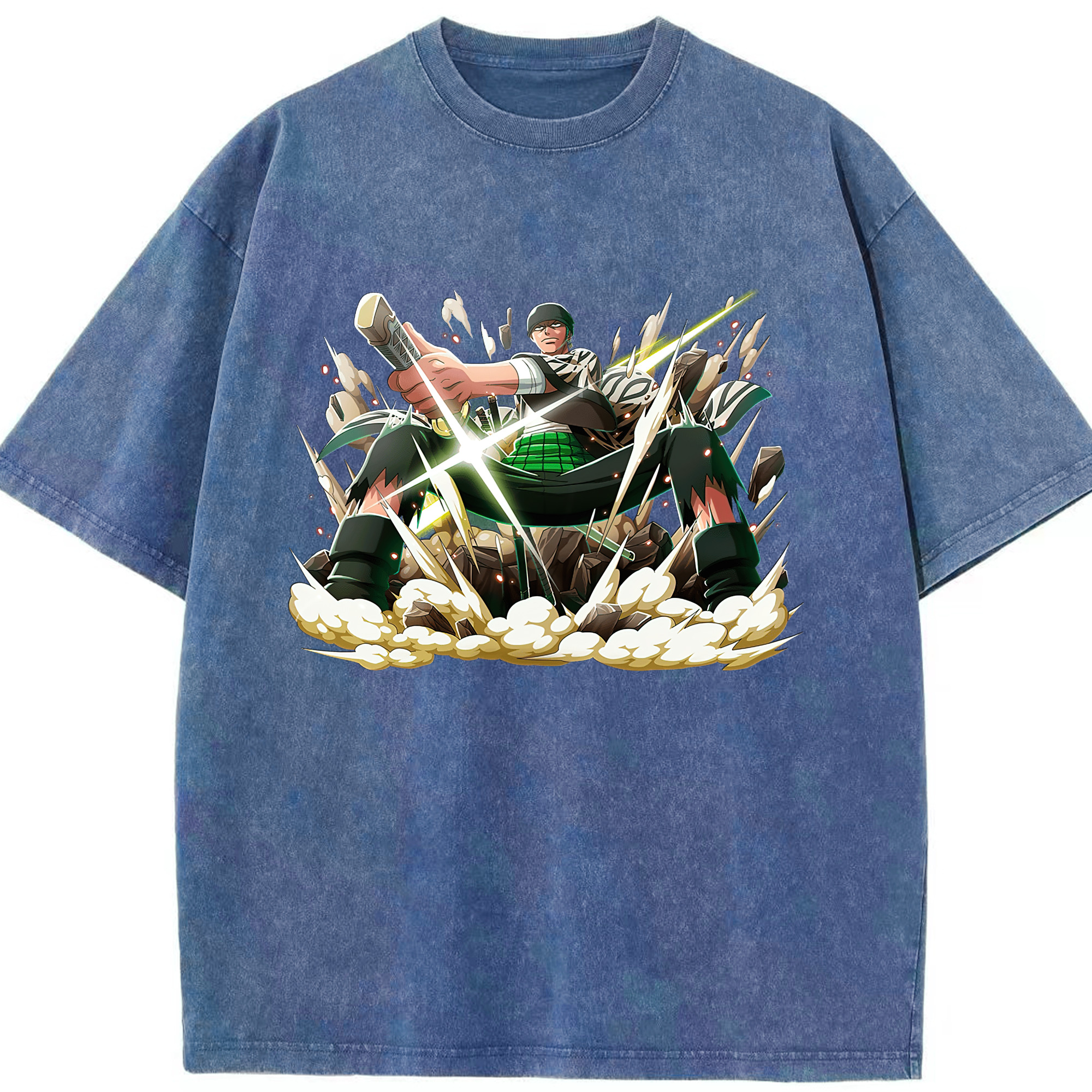 ワンピース ロロノア・ゾロ ONE PIECE Roronoa Zoro 綿100% ヴィンテージ風 半袖Tシャツ（フロントプリント）