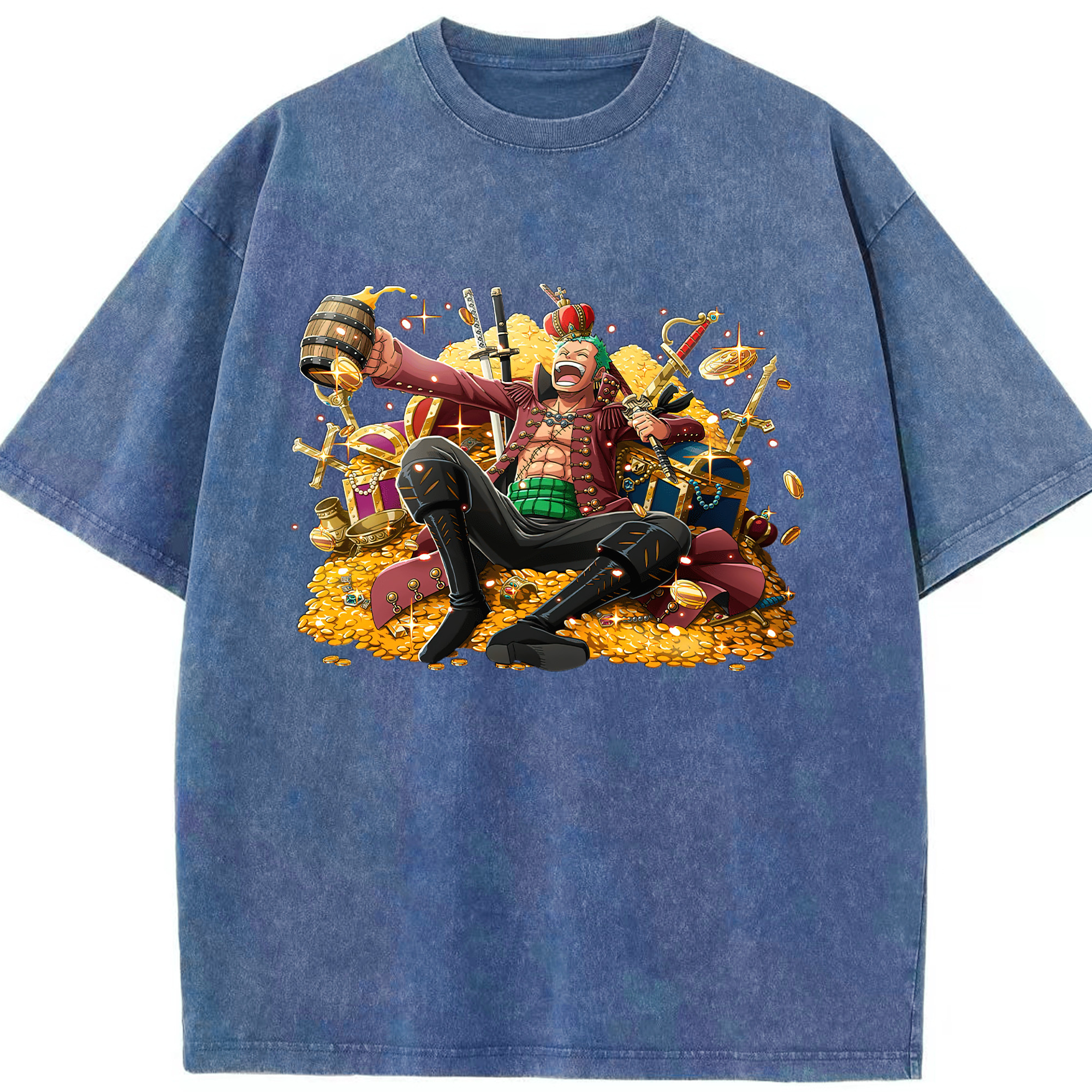 ワンピース ロロノア・ゾロ ONE PIECE Roronoa Zoro 綿100% ヴィンテージ風 半袖Tシャツ（フロントプリント）