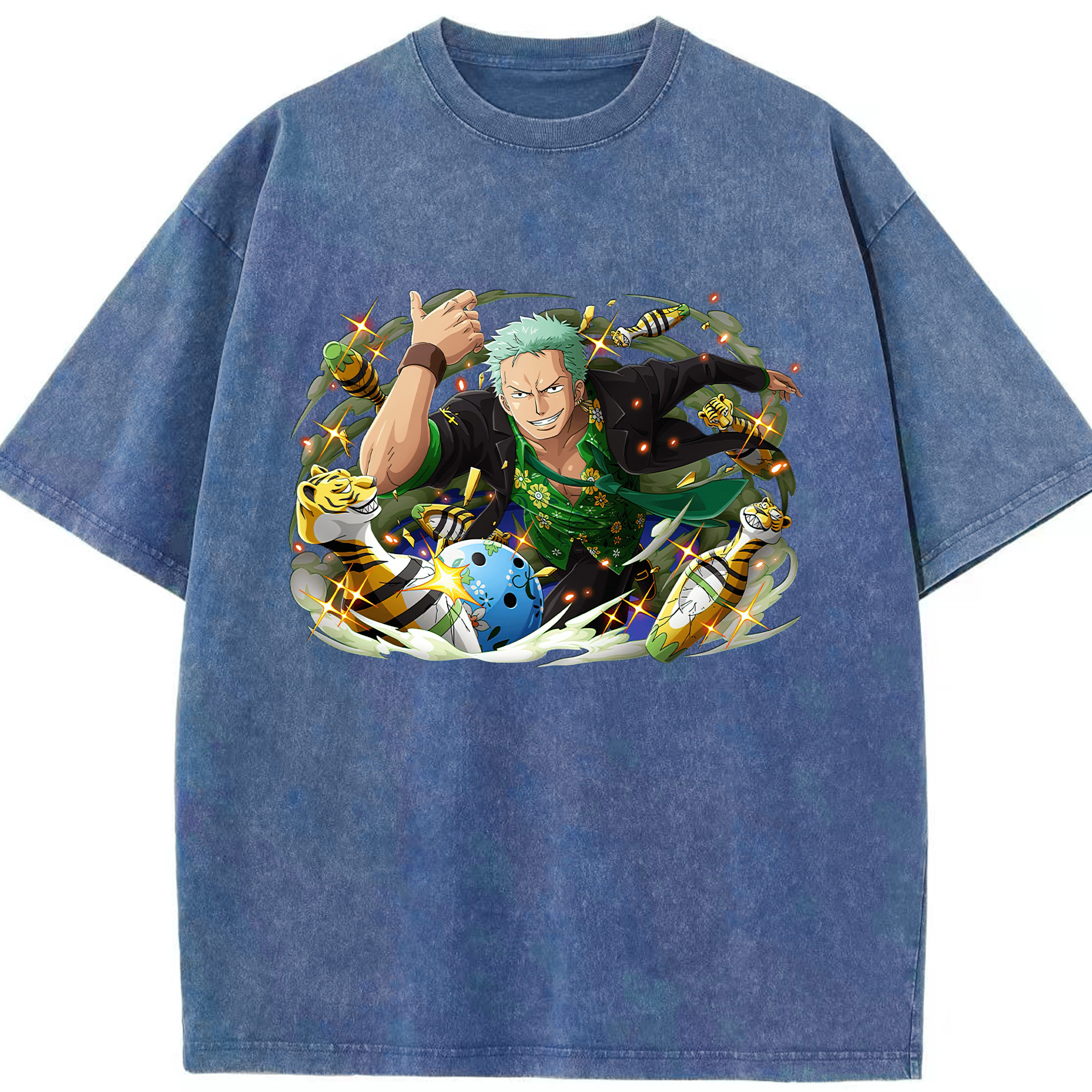 ワンピース ロロノア・ゾロ ONE PIECE Roronoa Zoro 綿100% ヴィンテージ風 半袖Tシャツ（フロントプリント）