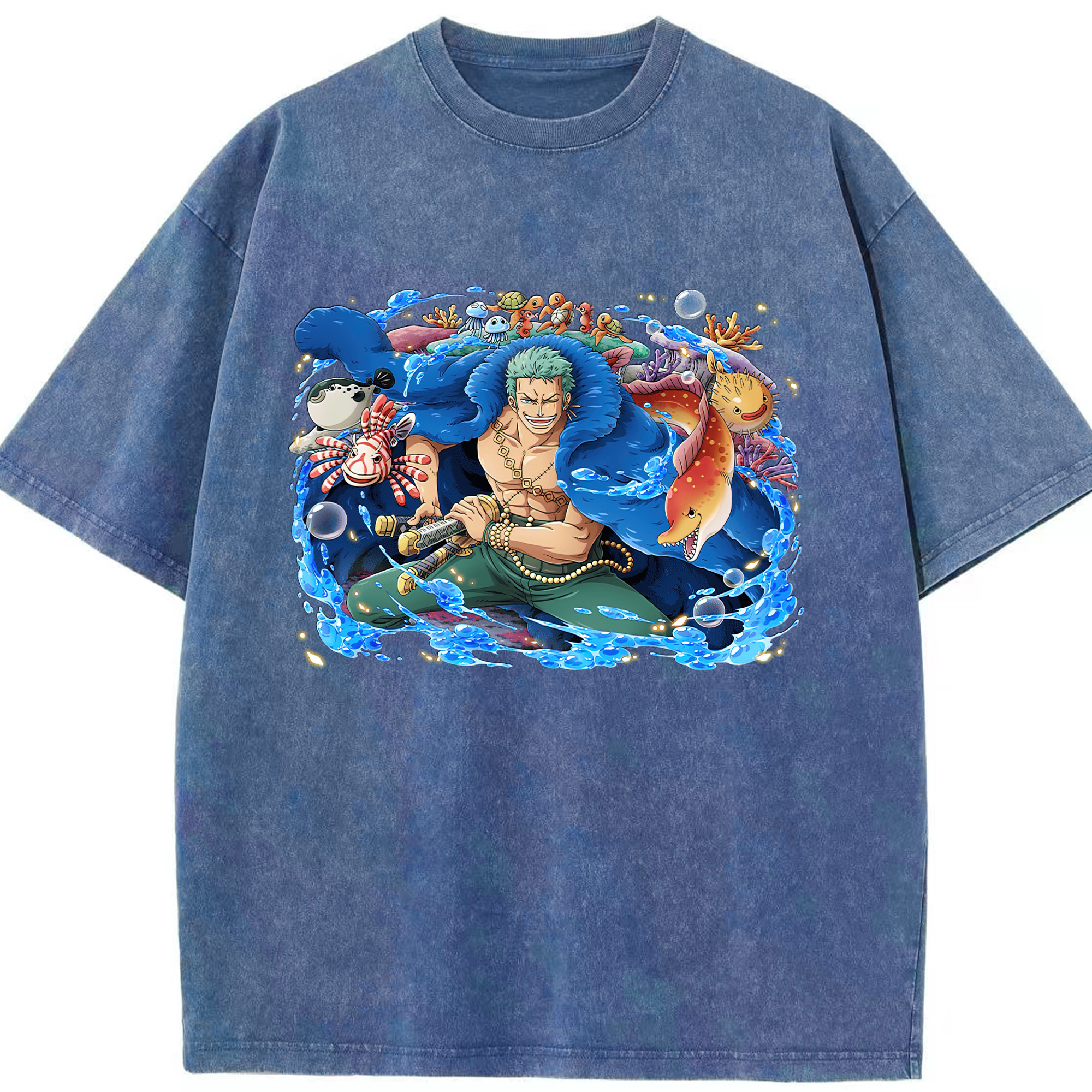 ワンピース ロロノア・ゾロ ONE PIECE Roronoa Zoro 綿100% ヴィンテージ風 半袖Tシャツ（フロントプリント）