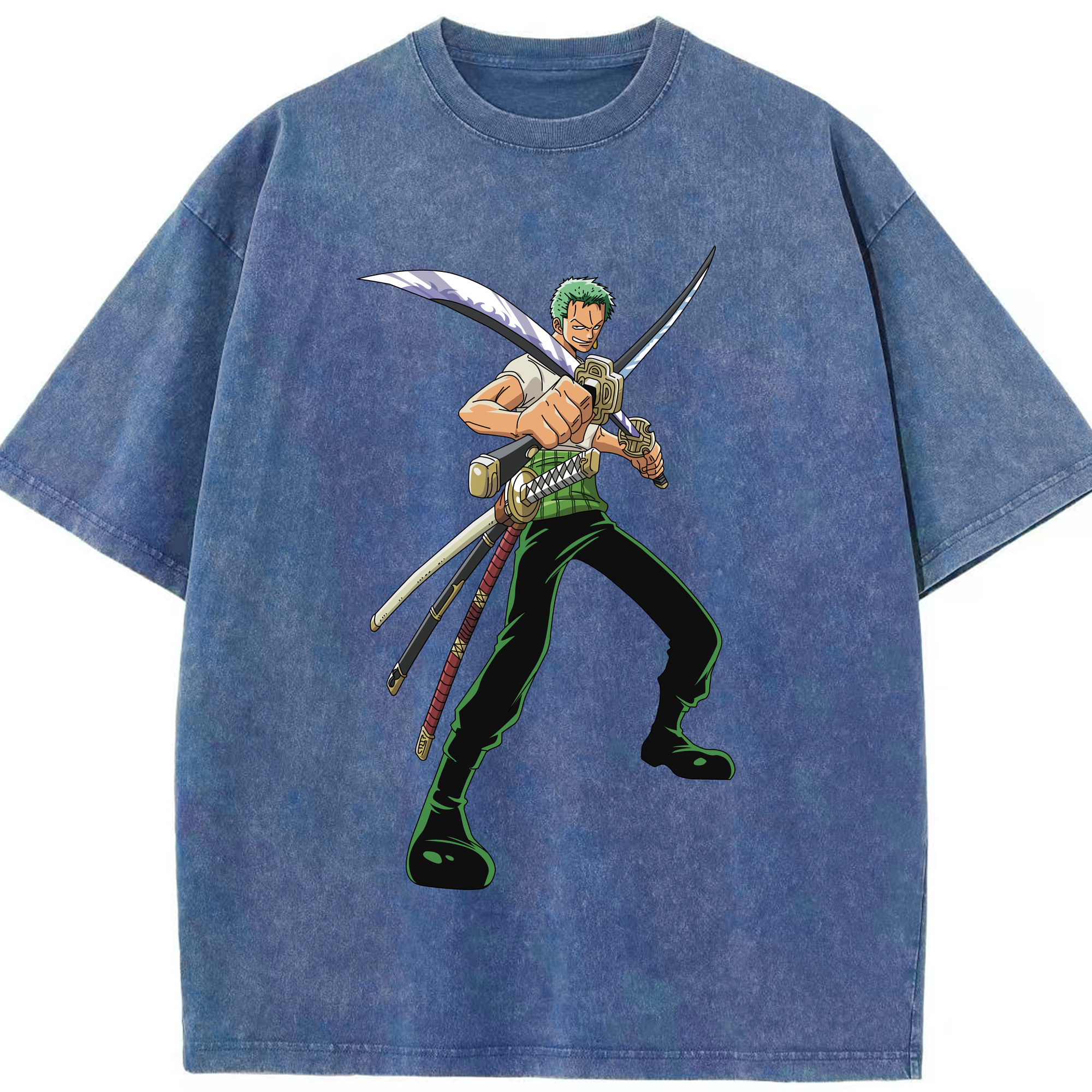 ワンピース ロロノア・ゾロ ONE PIECE Roronoa Zoro 綿100% ヴィンテージ風 半袖Tシャツ（フロントプリント）