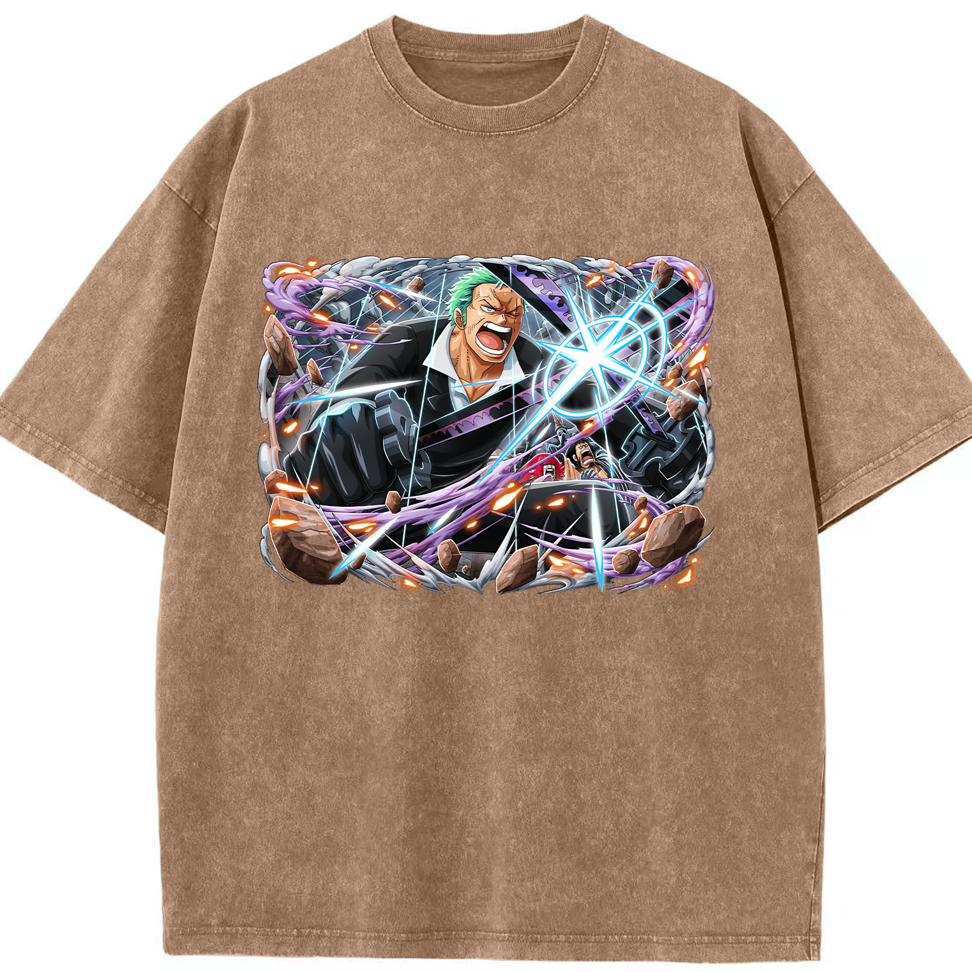 ワンピース ロロノア・ゾロ ONE PIECE Roronoa Zoro 綿100% ヴィンテージ風 半袖Tシャツ（フロントプリント）