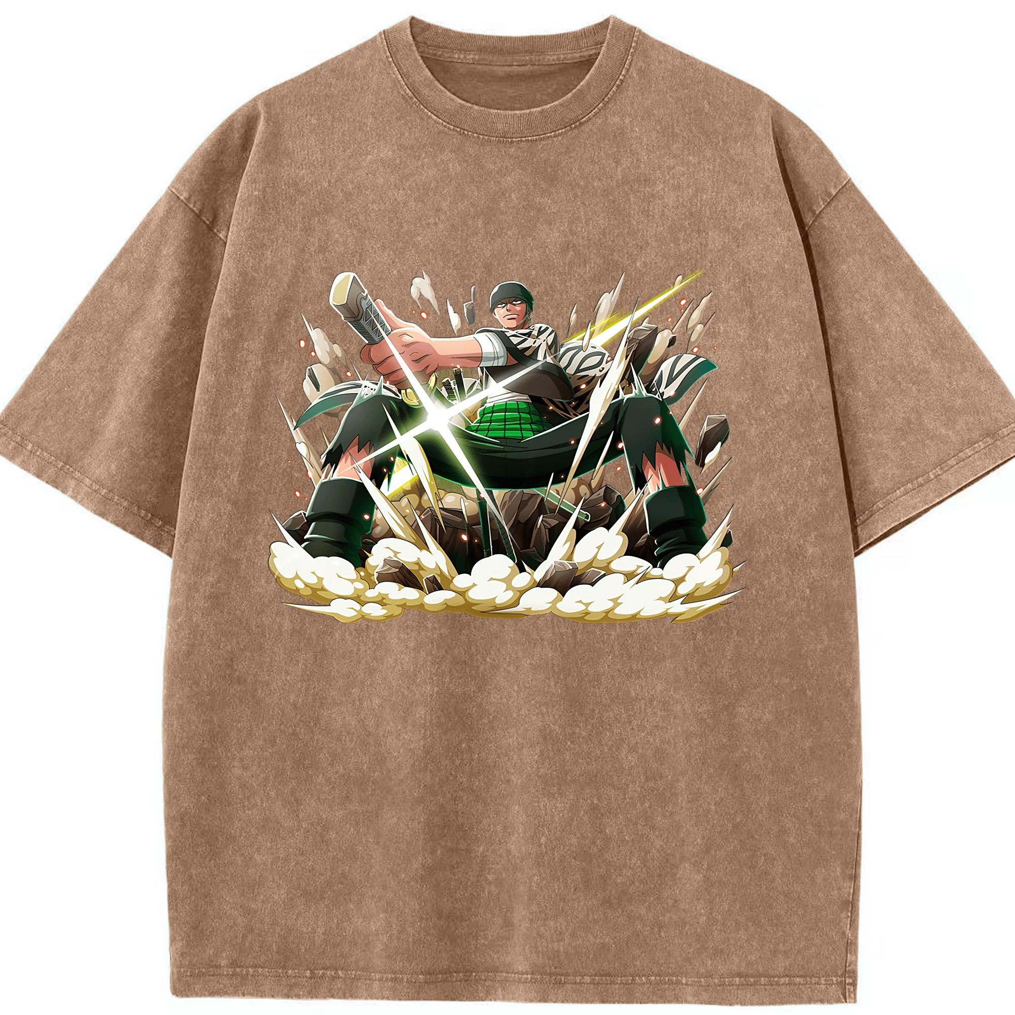 ワンピース ロロノア・ゾロ ONE PIECE Roronoa Zoro 綿100% ヴィンテージ風 半袖Tシャツ（フロントプリント）