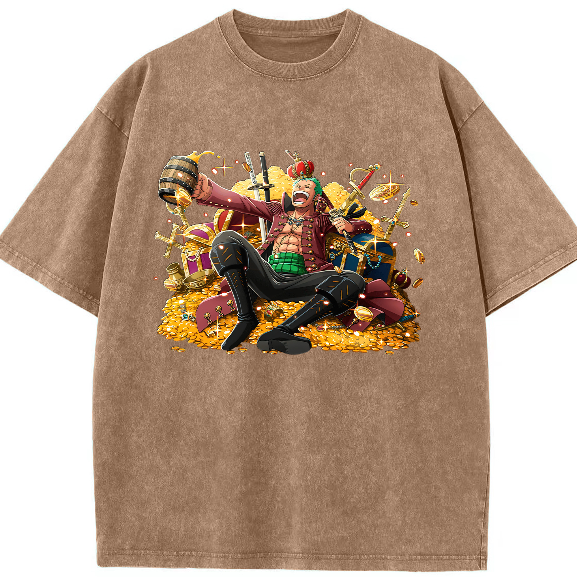 ワンピース ロロノア・ゾロ ONE PIECE Roronoa Zoro 綿100% ヴィンテージ風 半袖Tシャツ（フロントプリント）