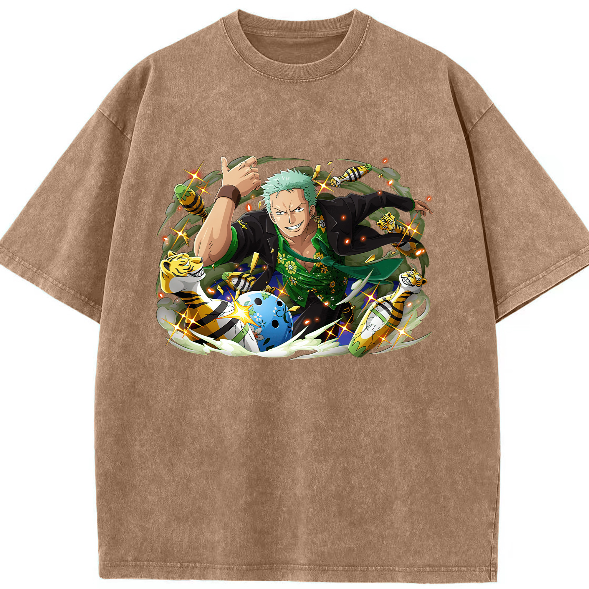 ワンピース ロロノア・ゾロ ONE PIECE Roronoa Zoro 綿100% ヴィンテージ風 半袖Tシャツ（フロントプリント）