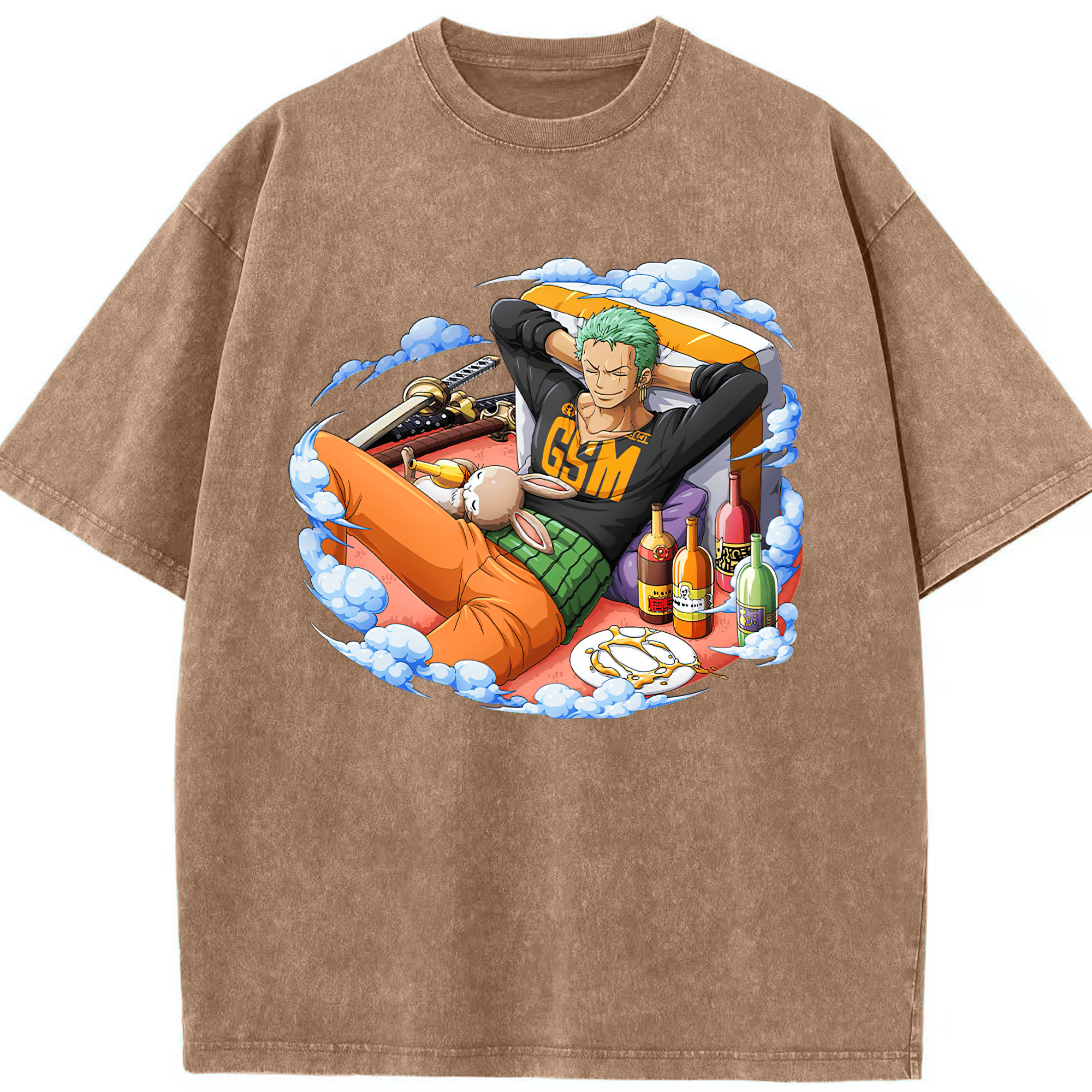ワンピース ロロノア・ゾロ ONE PIECE Roronoa Zoro 綿100% ヴィンテージ風 半袖Tシャツ（フロントプリント）