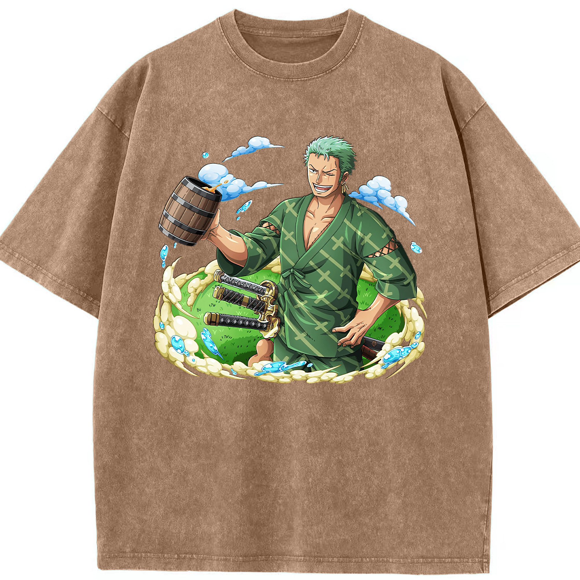 ワンピース ロロノア・ゾロ ONE PIECE Roronoa Zoro 綿100% ヴィンテージ風 半袖Tシャツ（フロントプリント）