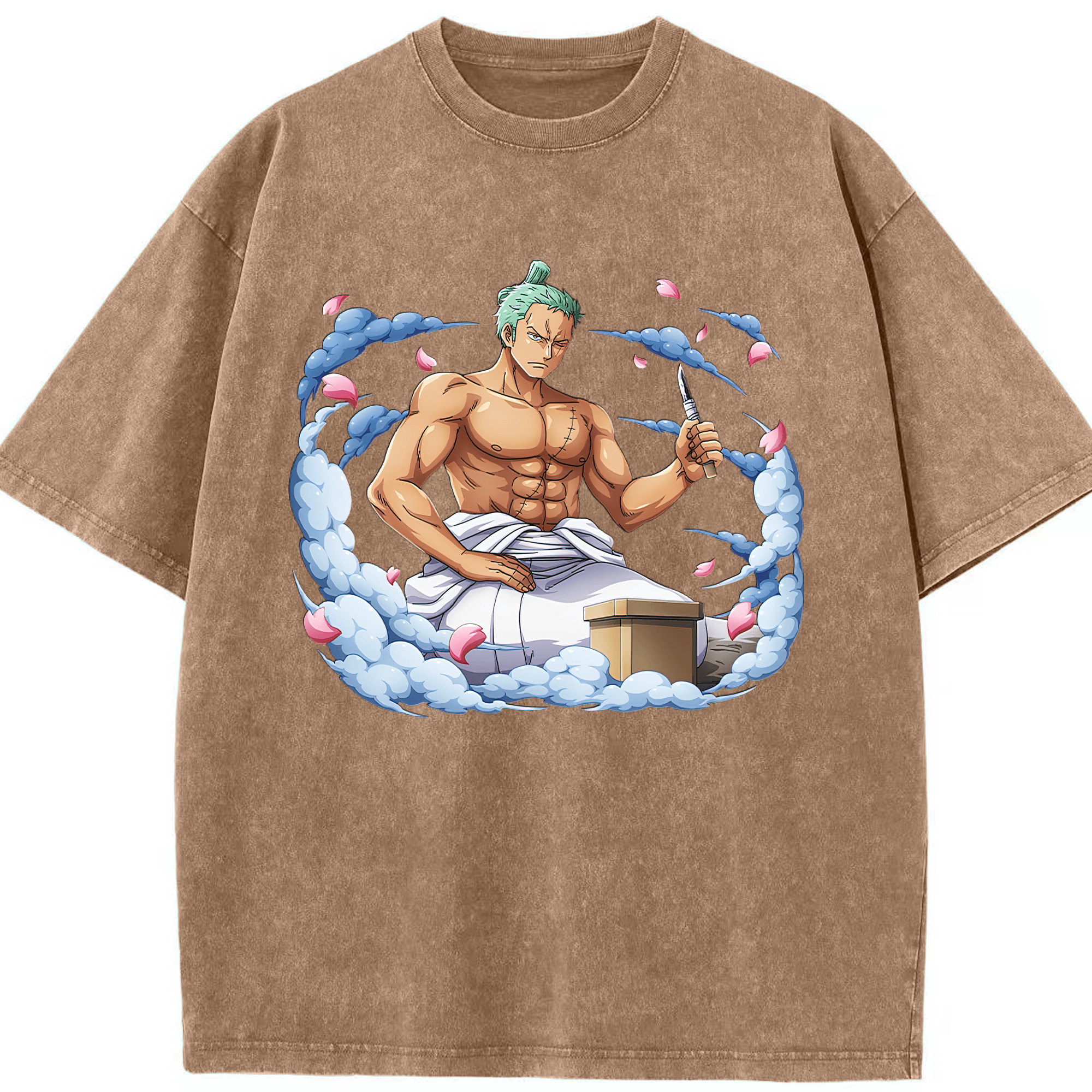 ワンピース ロロノア・ゾロ ONE PIECE Roronoa Zoro 綿100% ヴィンテージ風 半袖Tシャツ（フロントプリント）