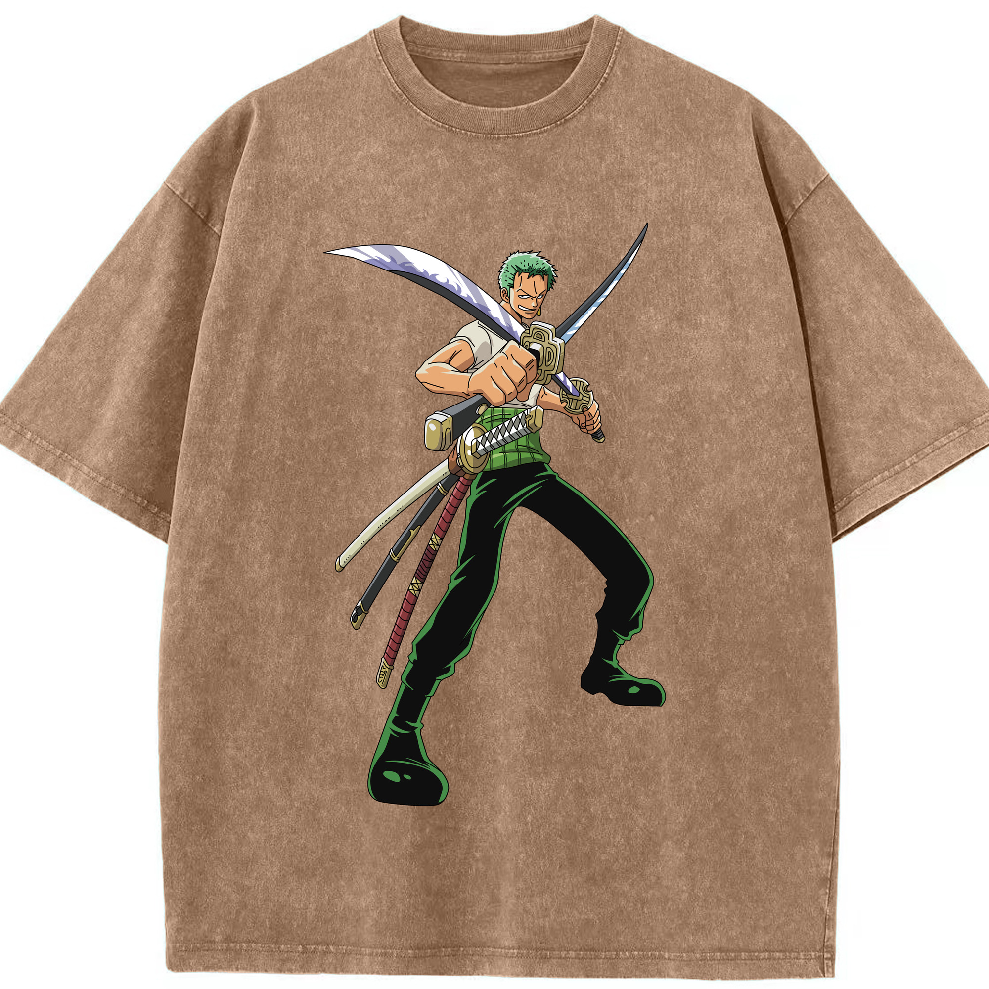 ワンピース ロロノア・ゾロ ONE PIECE Roronoa Zoro 綿100% ヴィンテージ風 半袖Tシャツ（フロントプリント）