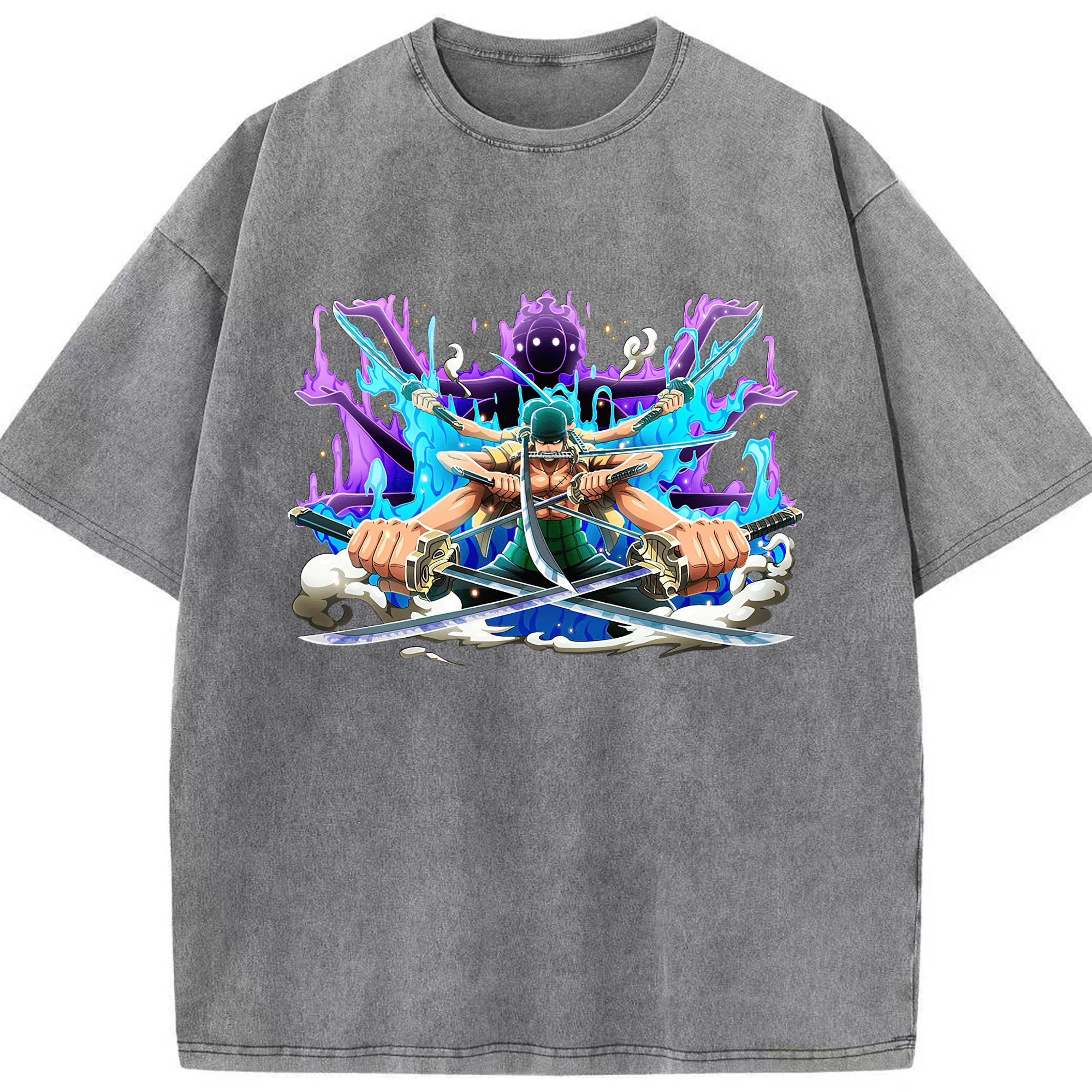 ワンピース ロロノア・ゾロ ONE PIECE Roronoa Zoro 綿100% ヴィンテージ風 半袖Tシャツ（フロントプリント）