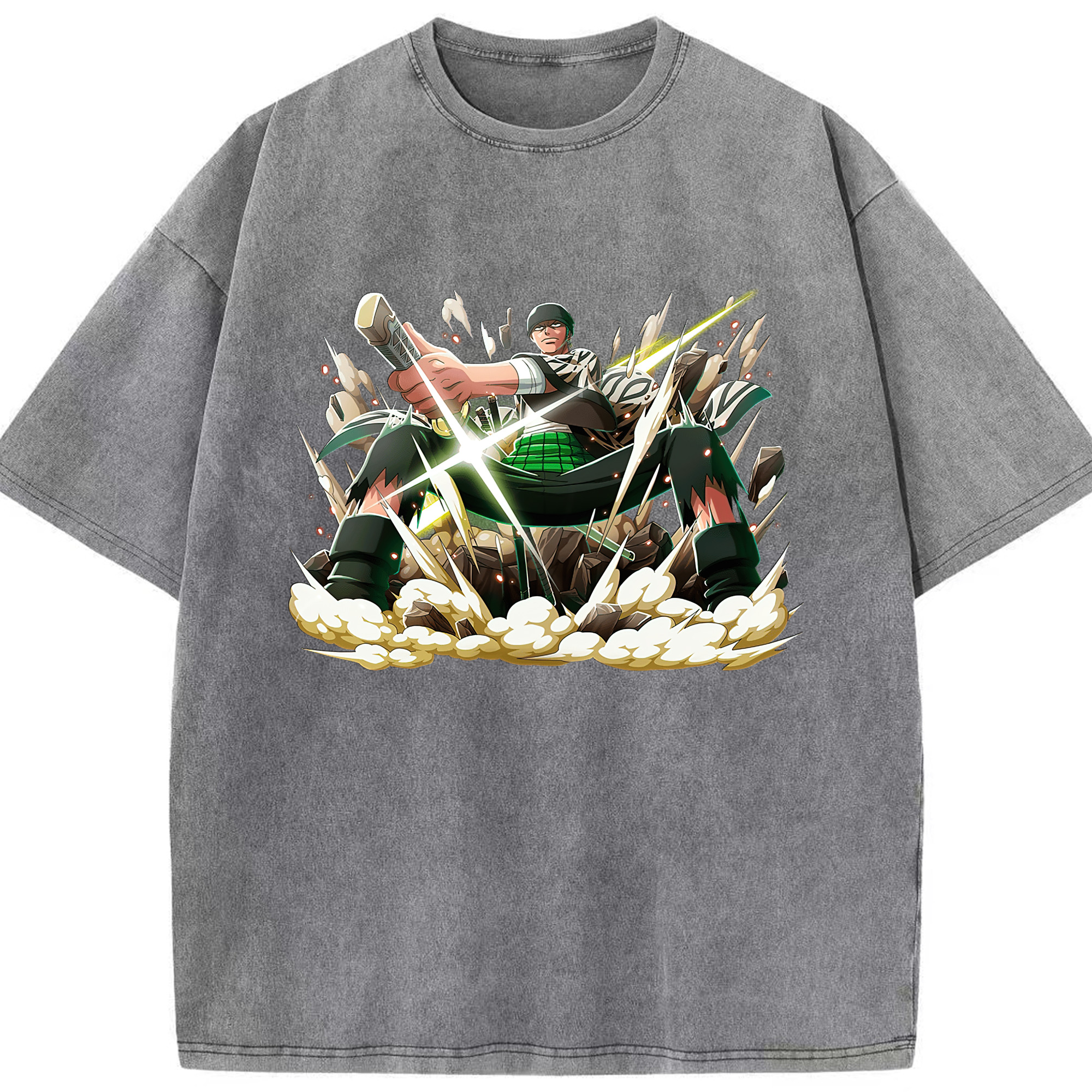 ワンピース ロロノア・ゾロ ONE PIECE Roronoa Zoro 綿100% ヴィンテージ風 半袖Tシャツ（フロントプリント）