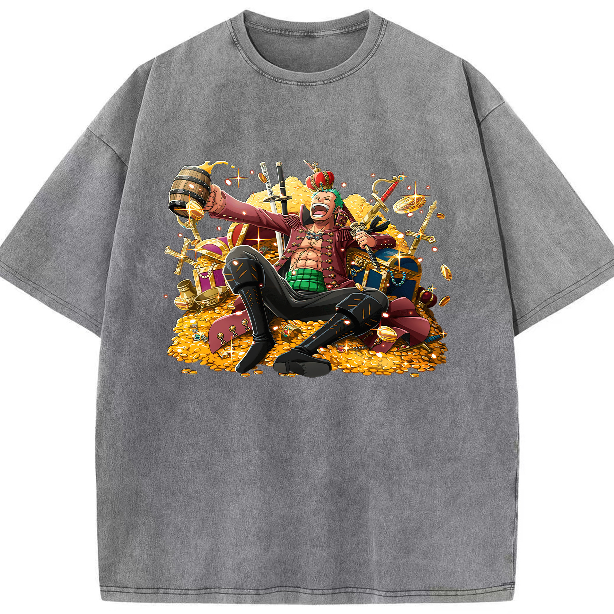 ワンピース ロロノア・ゾロ ONE PIECE Roronoa Zoro 綿100% ヴィンテージ風 半袖Tシャツ（フロントプリント）
