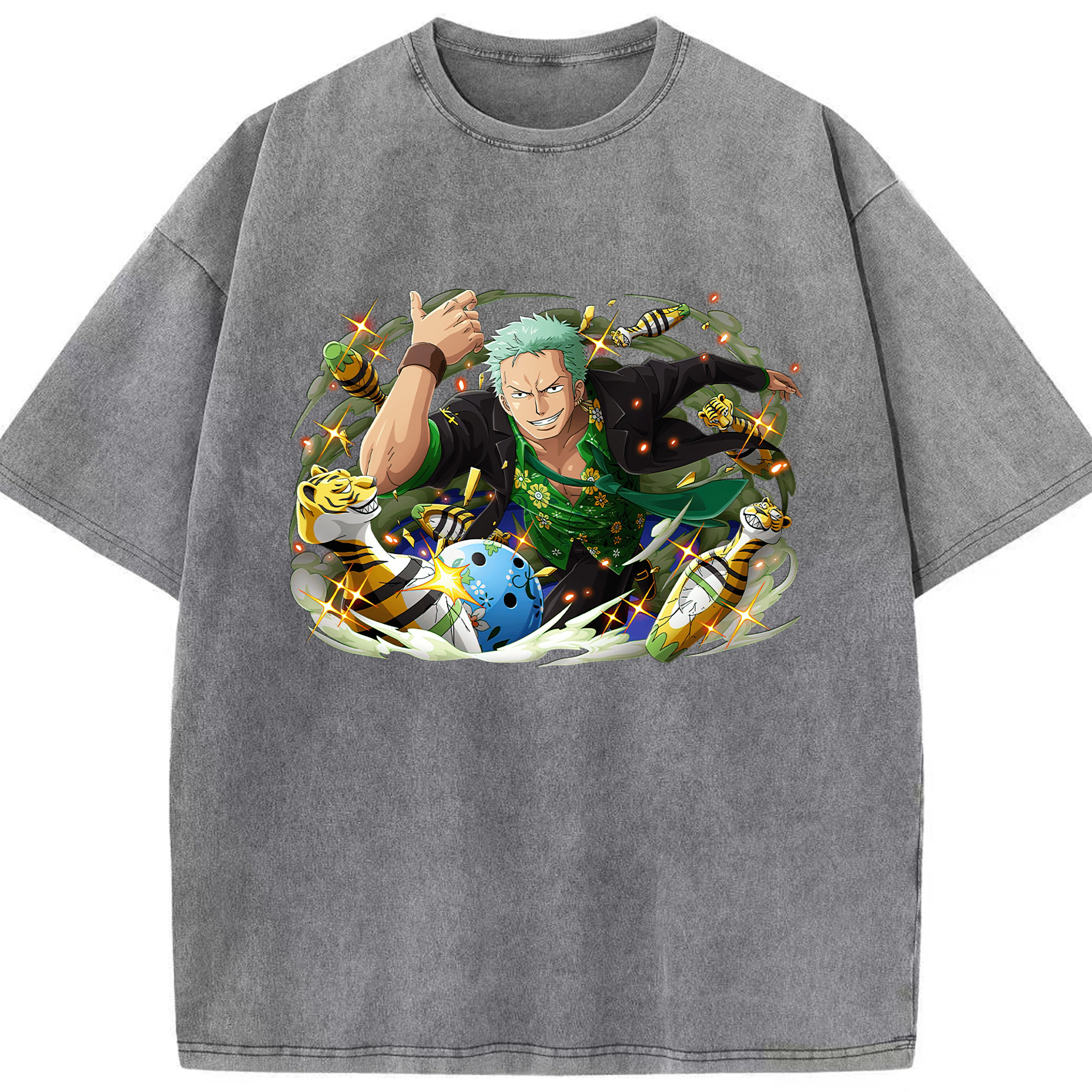 ワンピース ロロノア・ゾロ ONE PIECE Roronoa Zoro 綿100% ヴィンテージ風 半袖Tシャツ（フロントプリント）