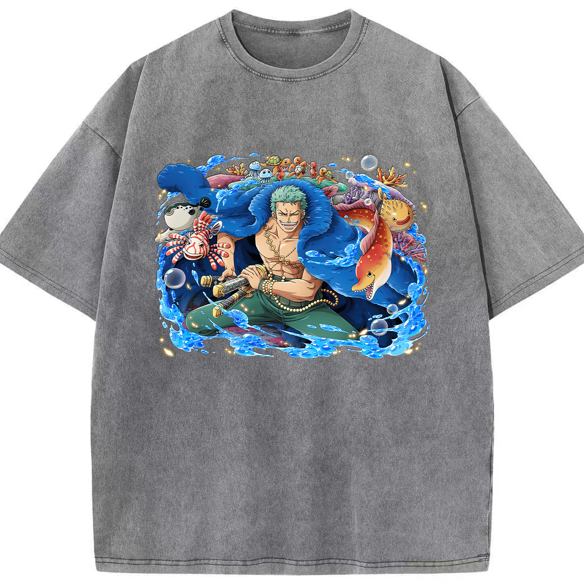 ワンピース ロロノア・ゾロ ONE PIECE Roronoa Zoro 綿100% ヴィンテージ風 半袖Tシャツ（フロントプリント）