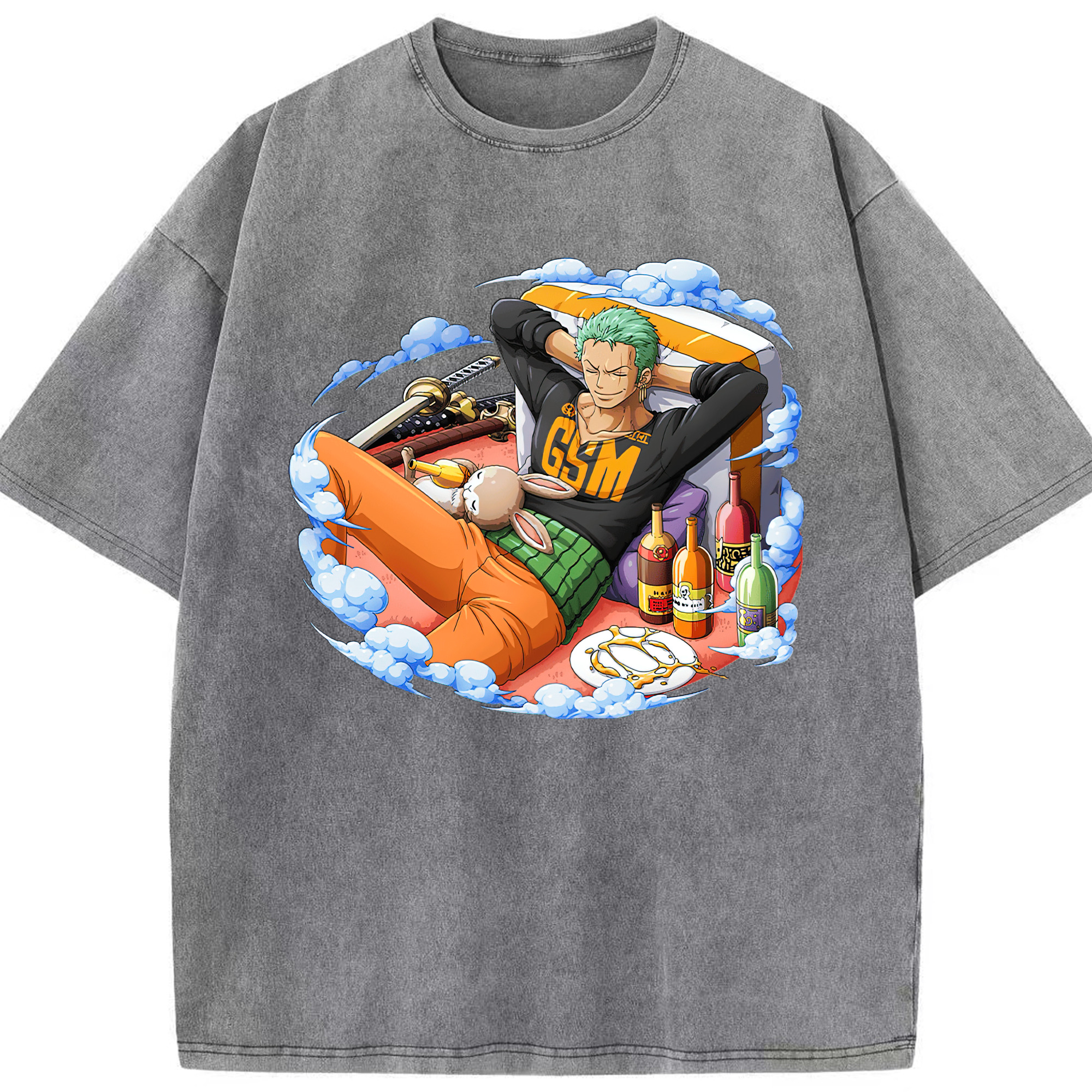 ワンピース ロロノア・ゾロ ONE PIECE Roronoa Zoro 綿100% ヴィンテージ風 半袖Tシャツ（フロントプリント）