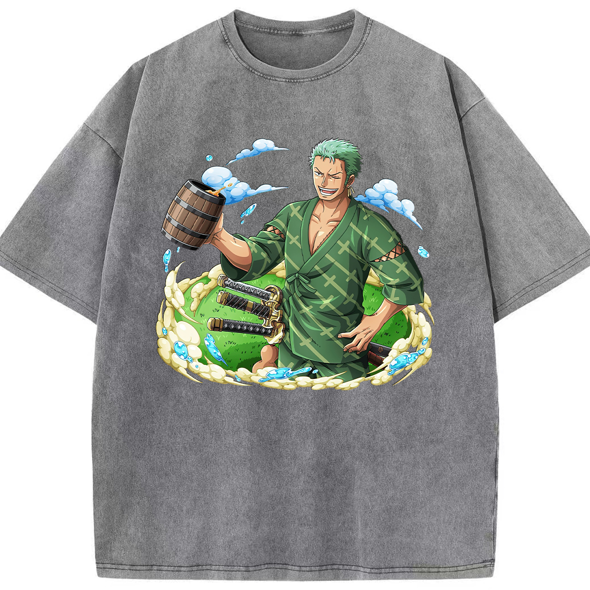 ワンピース ロロノア・ゾロ ONE PIECE Roronoa Zoro 綿100% ヴィンテージ風 半袖Tシャツ（フロントプリント）