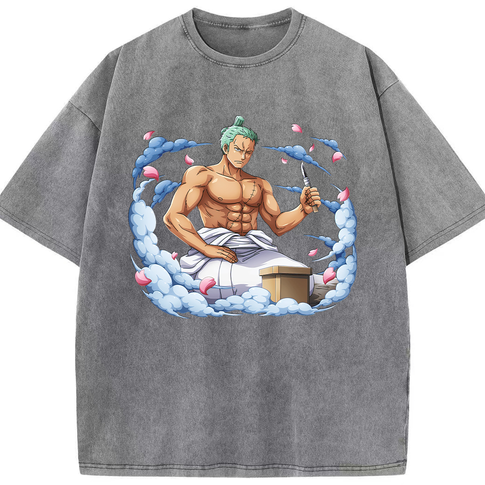 ワンピース ロロノア・ゾロ ONE PIECE Roronoa Zoro 綿100% ヴィンテージ風 半袖Tシャツ（フロントプリント）