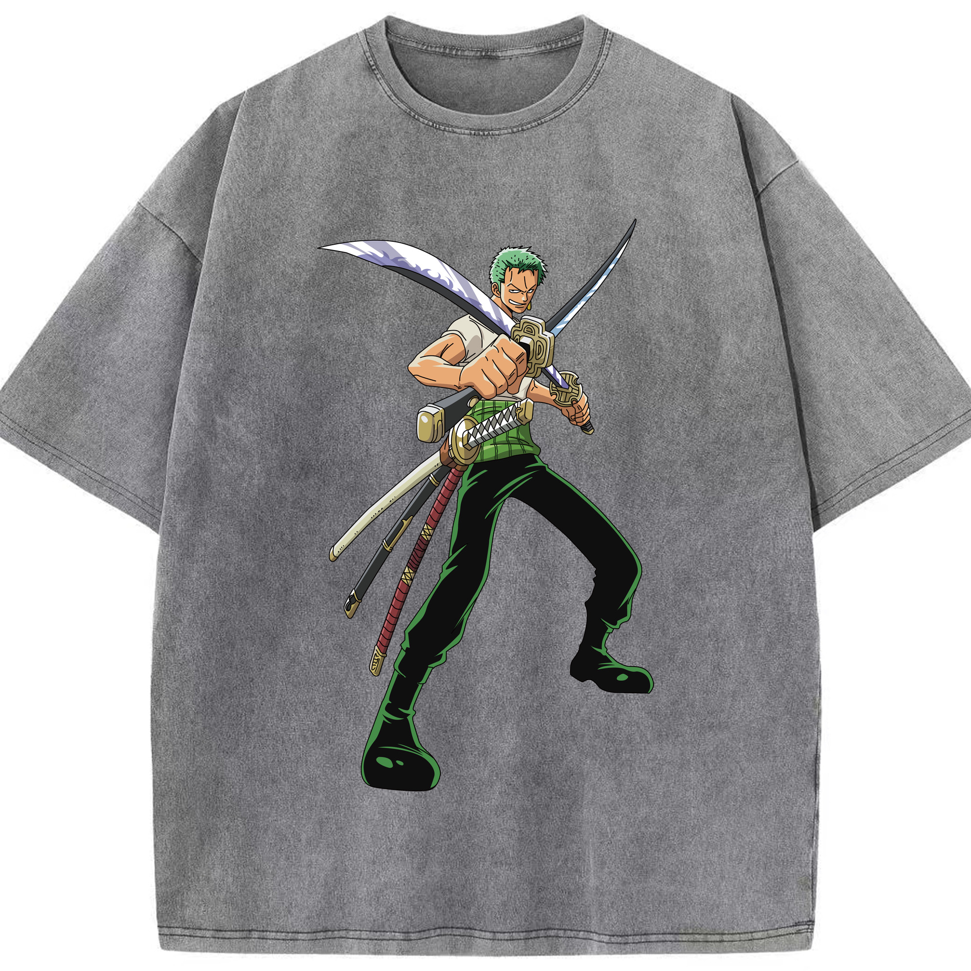 ワンピース ロロノア・ゾロ ONE PIECE Roronoa Zoro 綿100% ヴィンテージ風 半袖Tシャツ（フロントプリント）