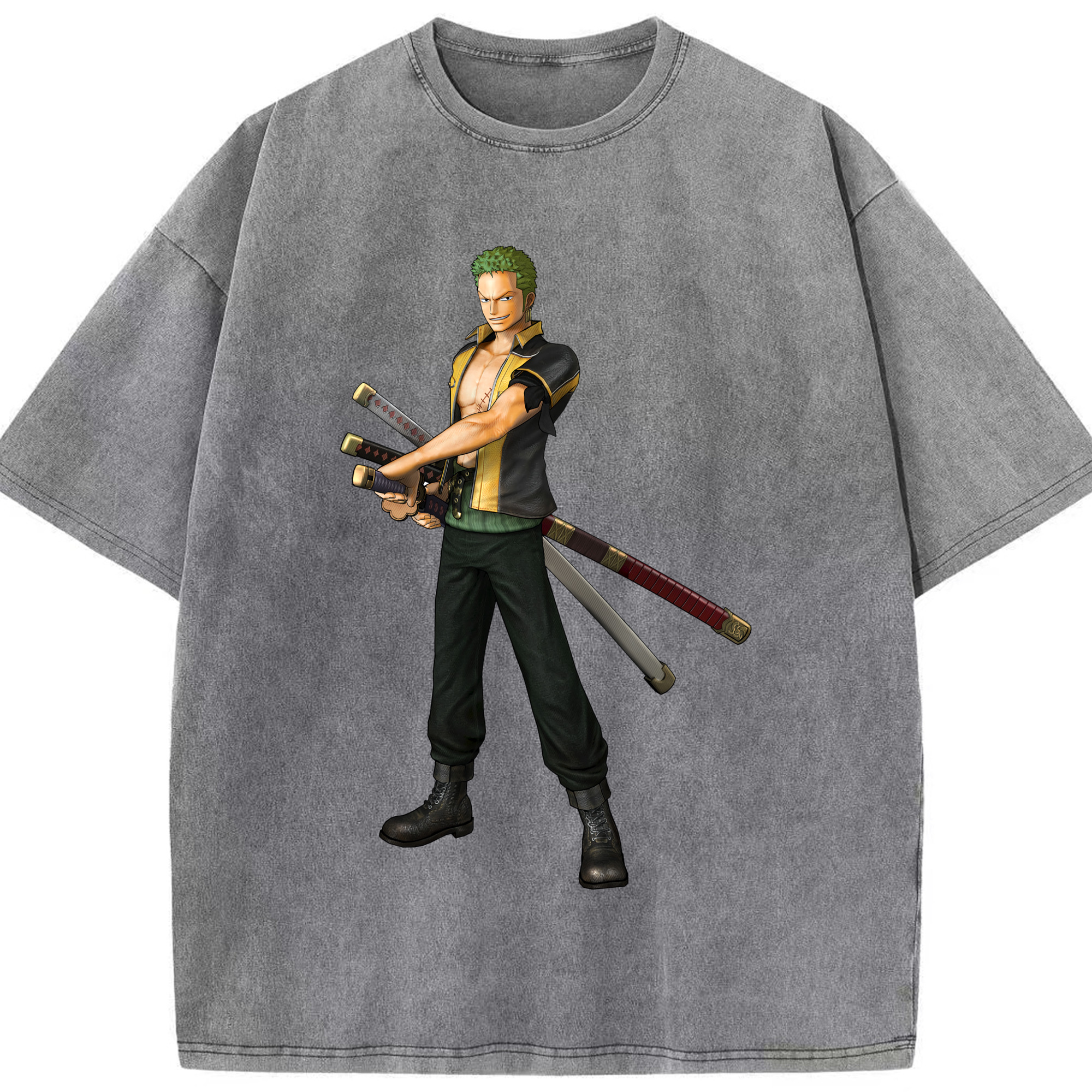 ワンピース ロロノア・ゾロ ONE PIECE Roronoa Zoro 綿100% ヴィンテージ風 半袖Tシャツ（フロントプリント）