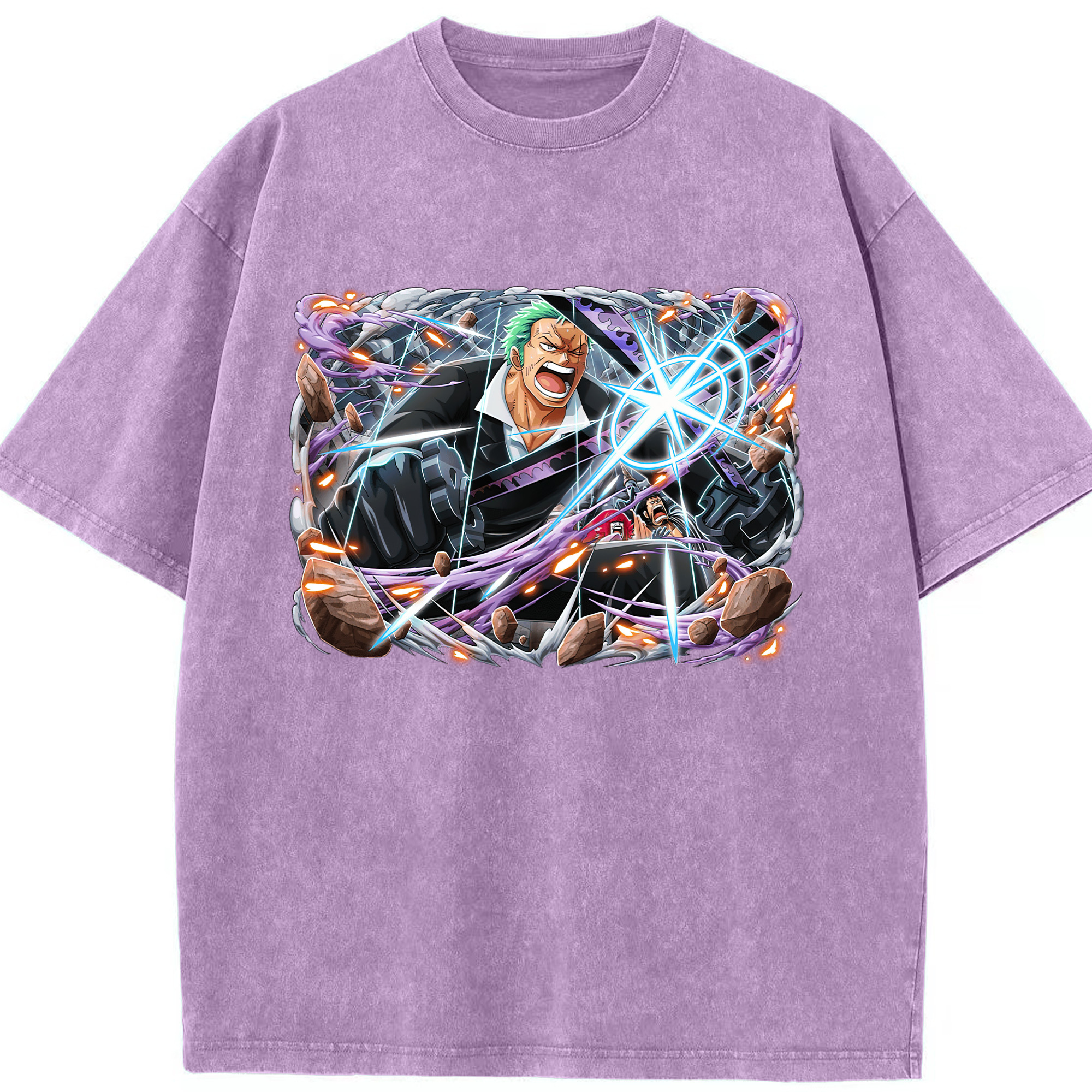 ワンピース ロロノア・ゾロ ONE PIECE Roronoa Zoro 綿100% ヴィンテージ風 半袖Tシャツ（フロントプリント）