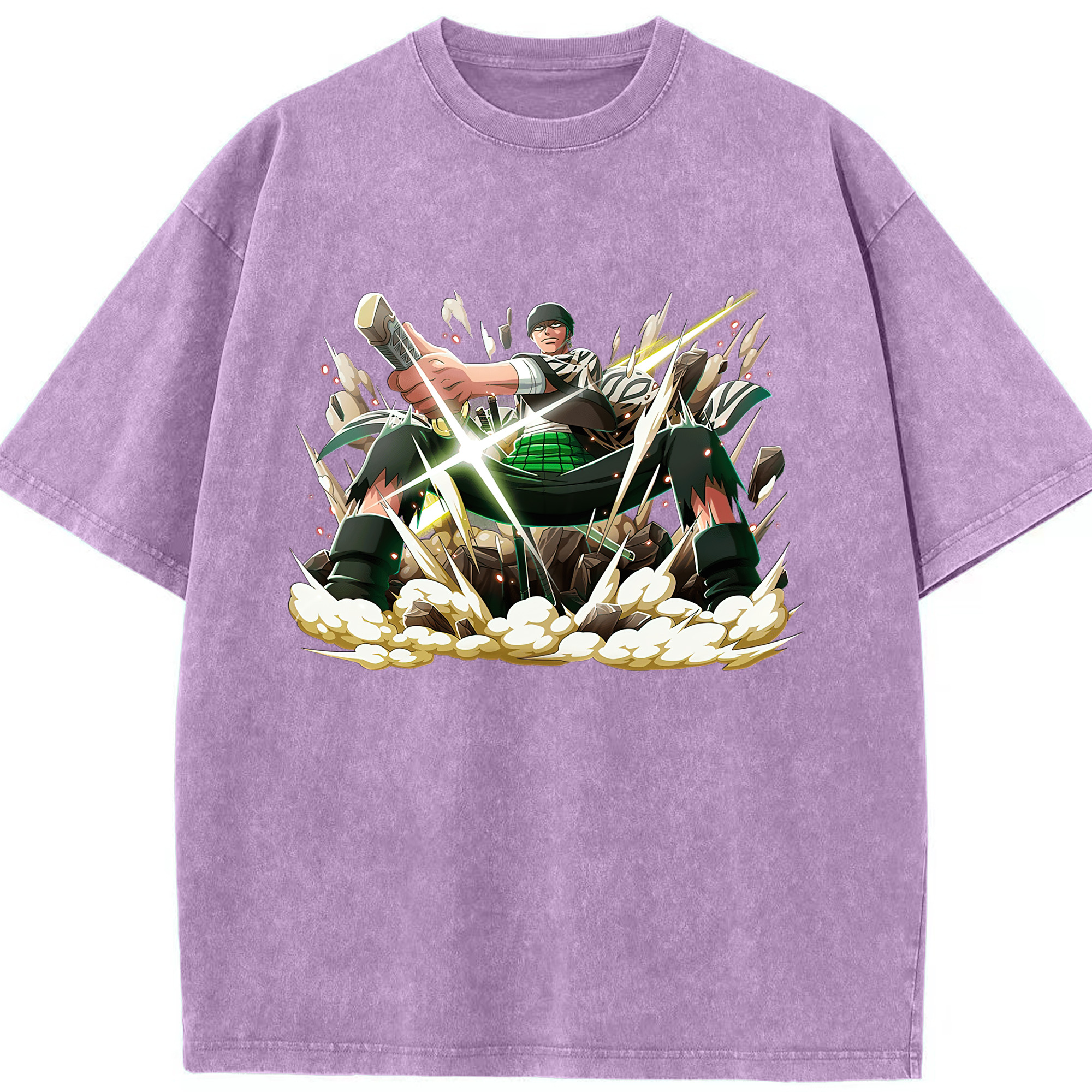 ワンピース ロロノア・ゾロ ONE PIECE Roronoa Zoro 綿100% ヴィンテージ風 半袖Tシャツ（フロントプリント）