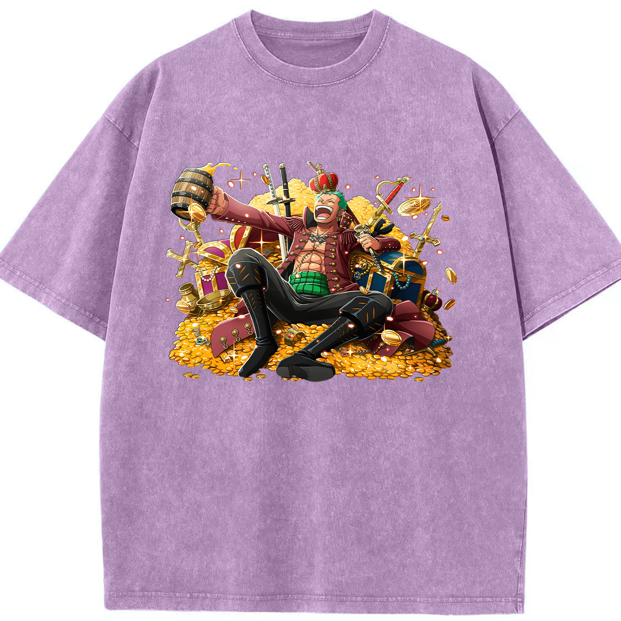 ワンピース ロロノア・ゾロ ONE PIECE Roronoa Zoro 綿100% ヴィンテージ風 半袖Tシャツ（フロントプリント）