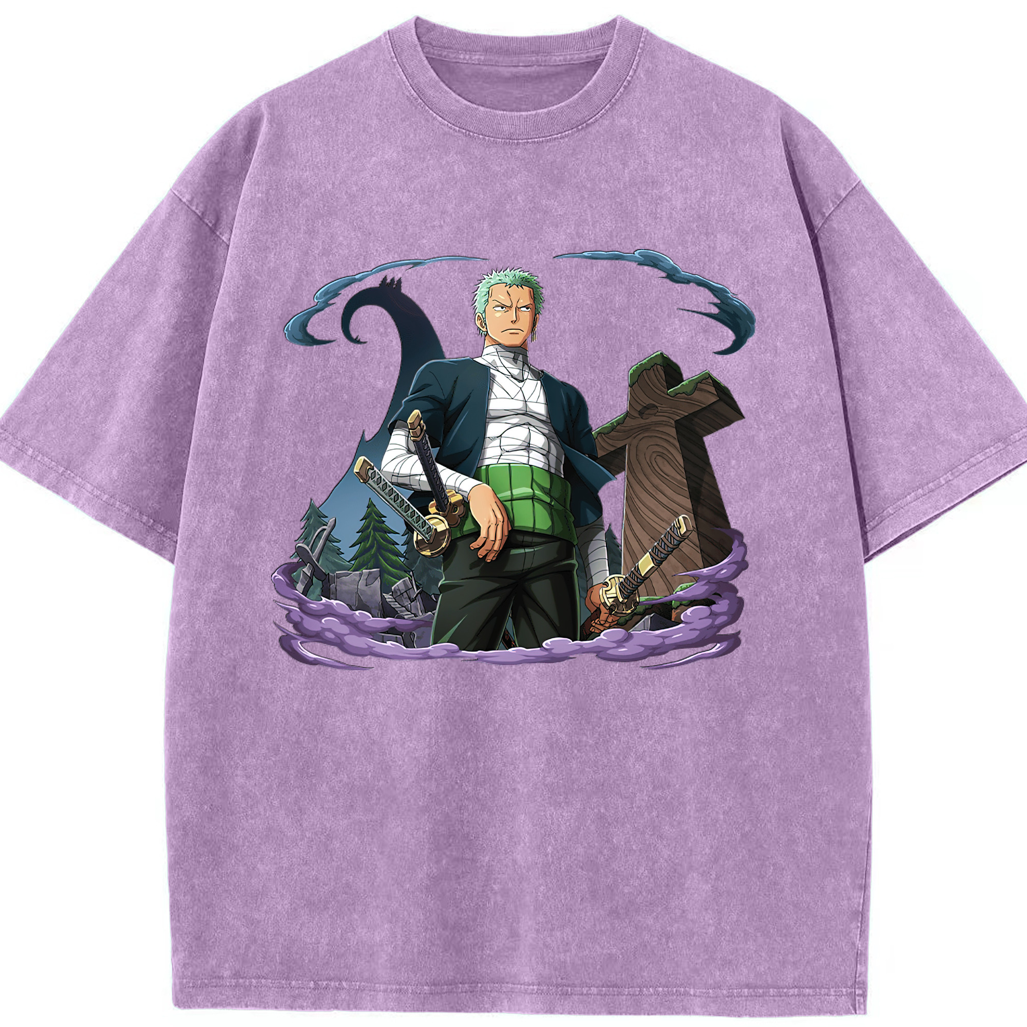 ワンピース ロロノア・ゾロ ONE PIECE Roronoa Zoro 綿100% ヴィンテージ風 半袖Tシャツ（フロントプリント）