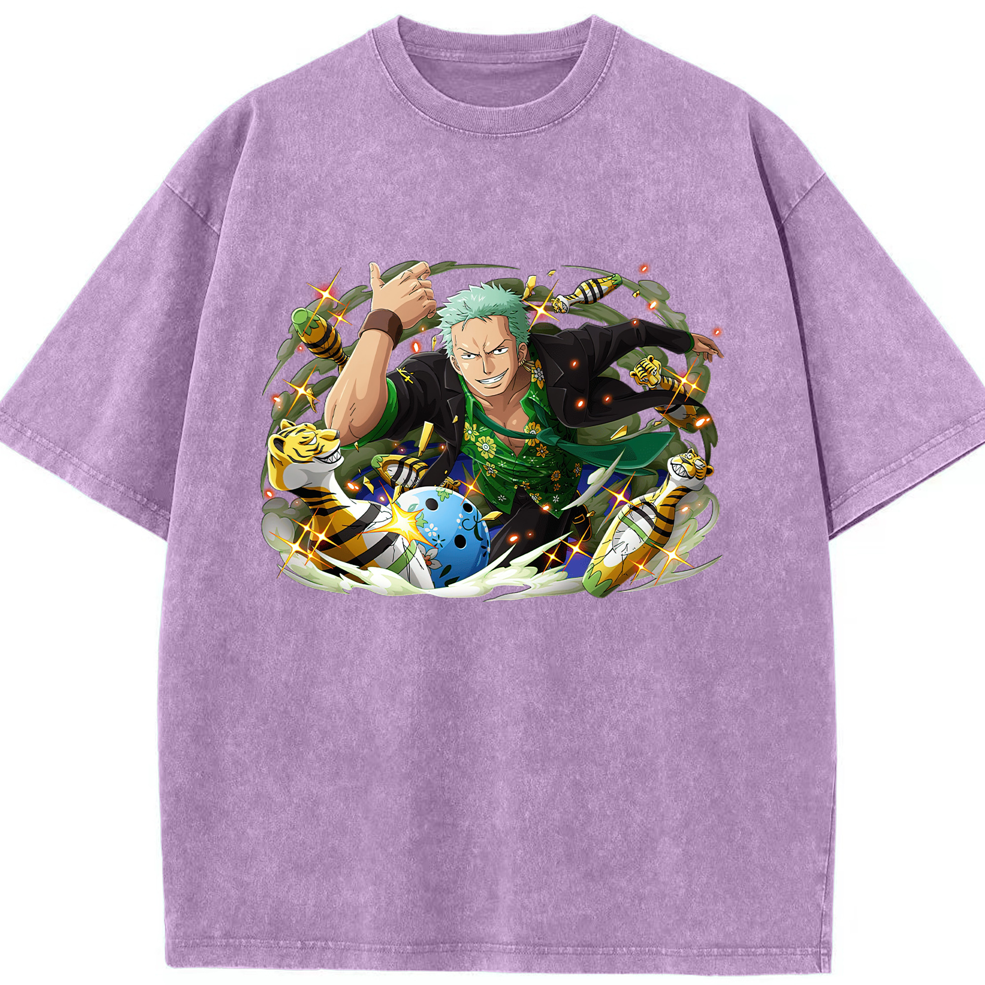 ワンピース ロロノア・ゾロ ONE PIECE Roronoa Zoro 綿100% ヴィンテージ風 半袖Tシャツ（フロントプリント）