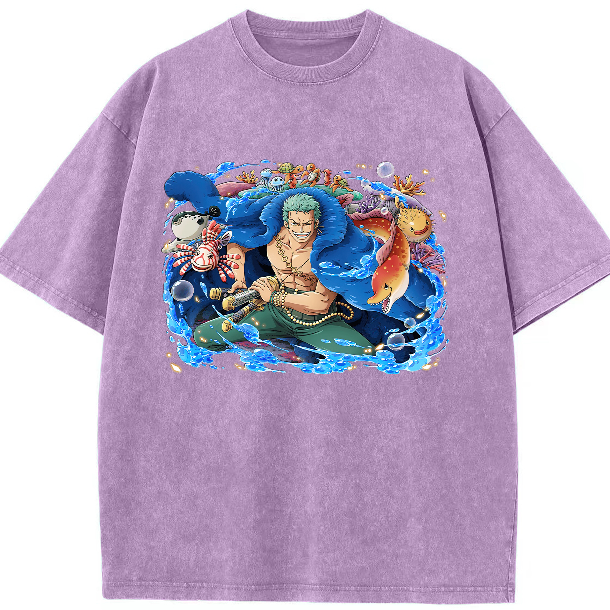 ワンピース ロロノア・ゾロ ONE PIECE Roronoa Zoro 綿100% ヴィンテージ風 半袖Tシャツ（フロントプリント）