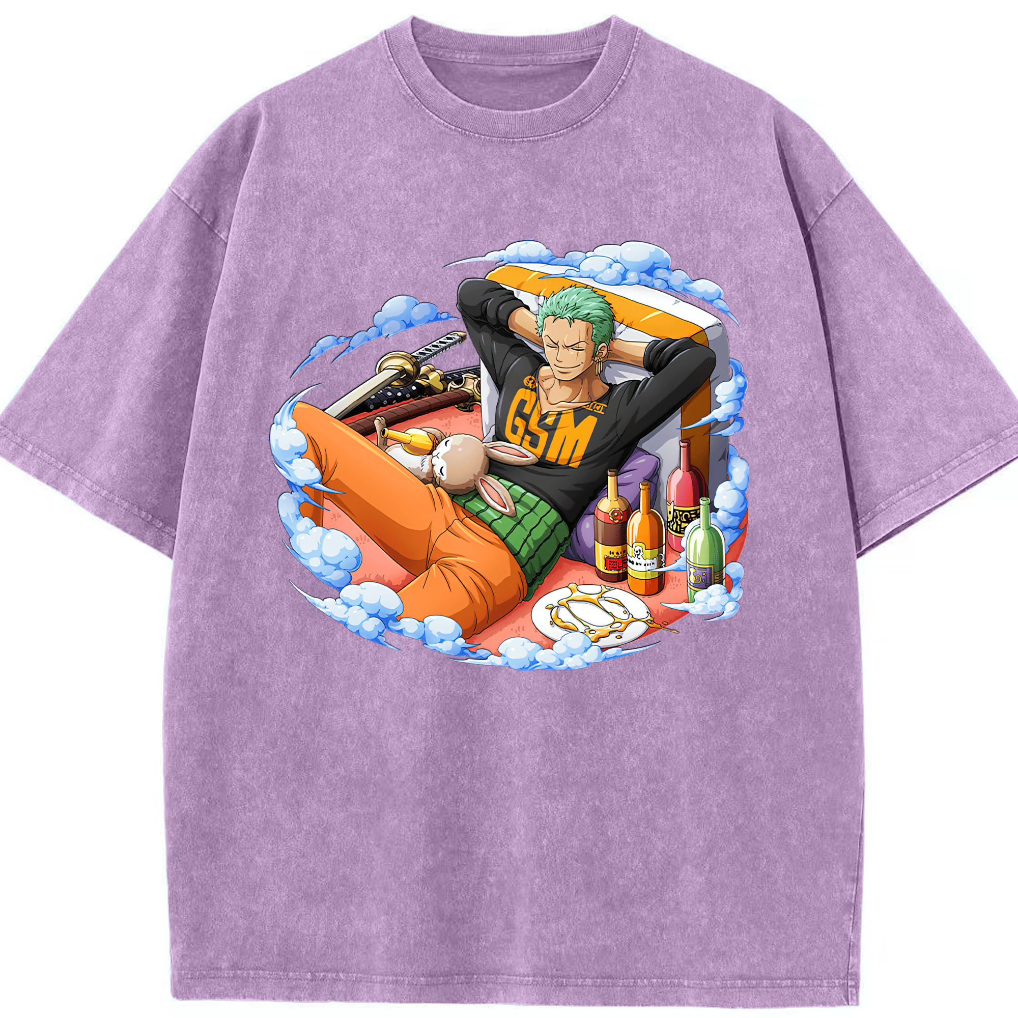 ワンピース ロロノア・ゾロ ONE PIECE Roronoa Zoro 綿100% ヴィンテージ風 半袖Tシャツ（フロントプリント）