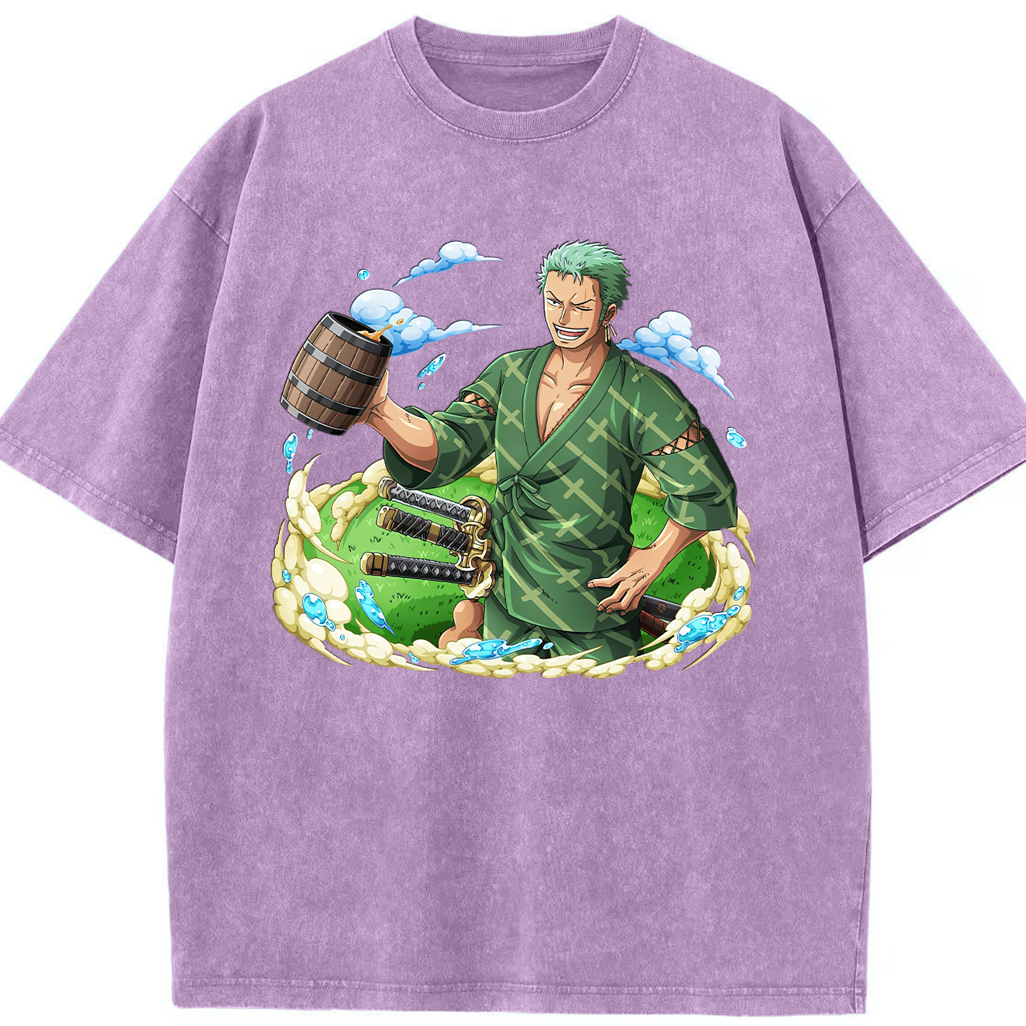 ワンピース ロロノア・ゾロ ONE PIECE Roronoa Zoro 綿100% ヴィンテージ風 半袖Tシャツ（フロントプリント）