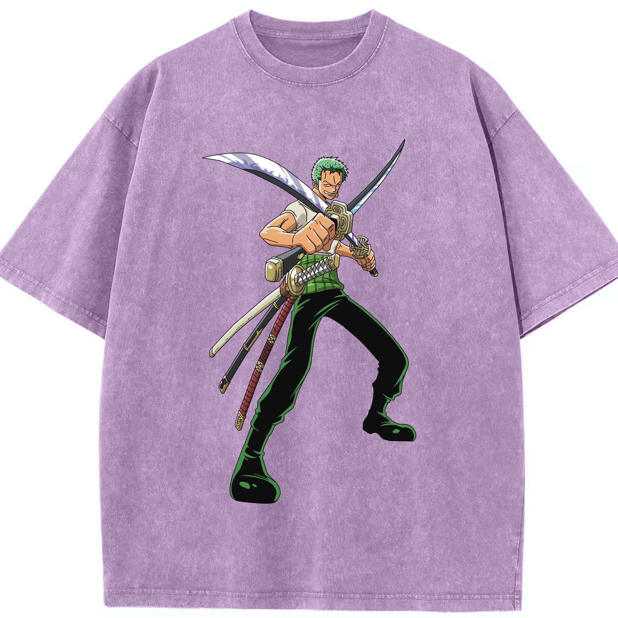 ワンピース ロロノア・ゾロ ONE PIECE Roronoa Zoro 綿100% ヴィンテージ風 半袖Tシャツ（フロントプリント）
