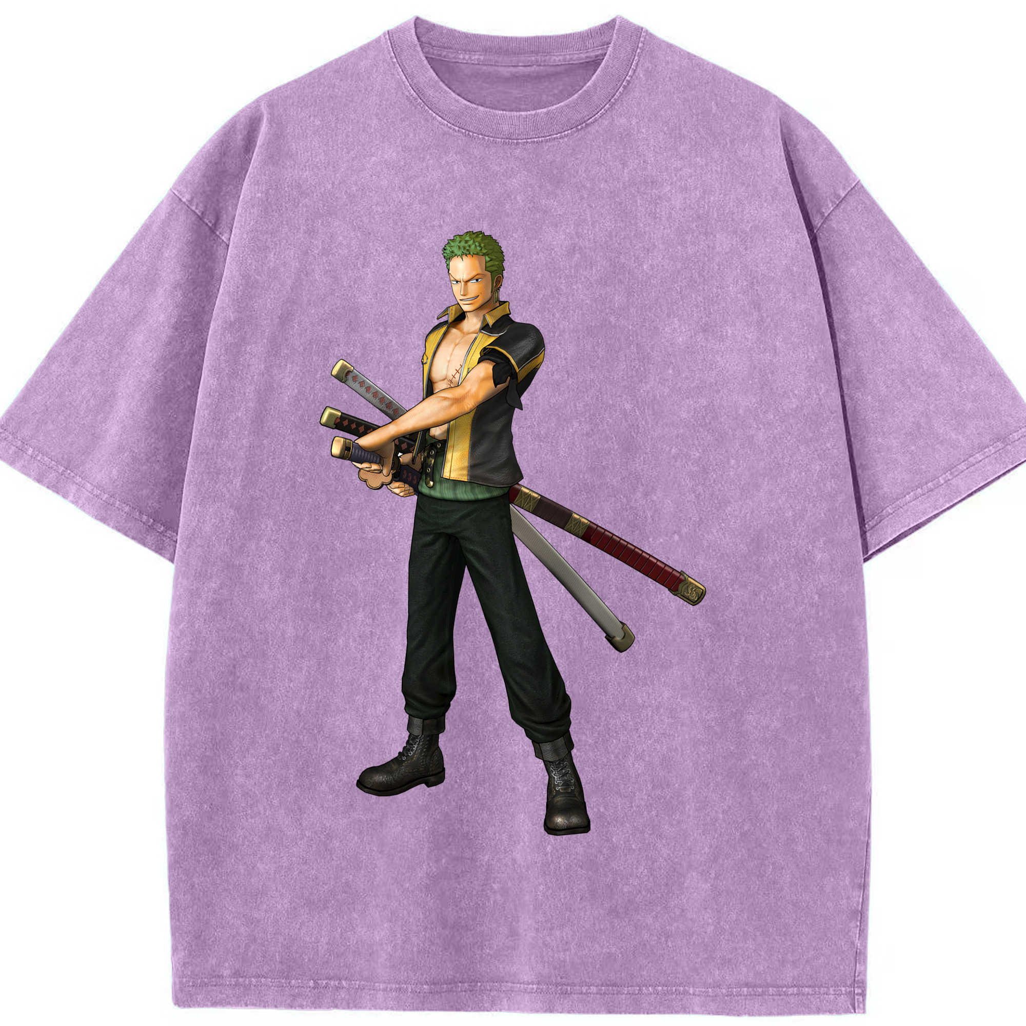 ワンピース ロロノア・ゾロ ONE PIECE Roronoa Zoro 綿100% ヴィンテージ風 半袖Tシャツ（フロントプリント）