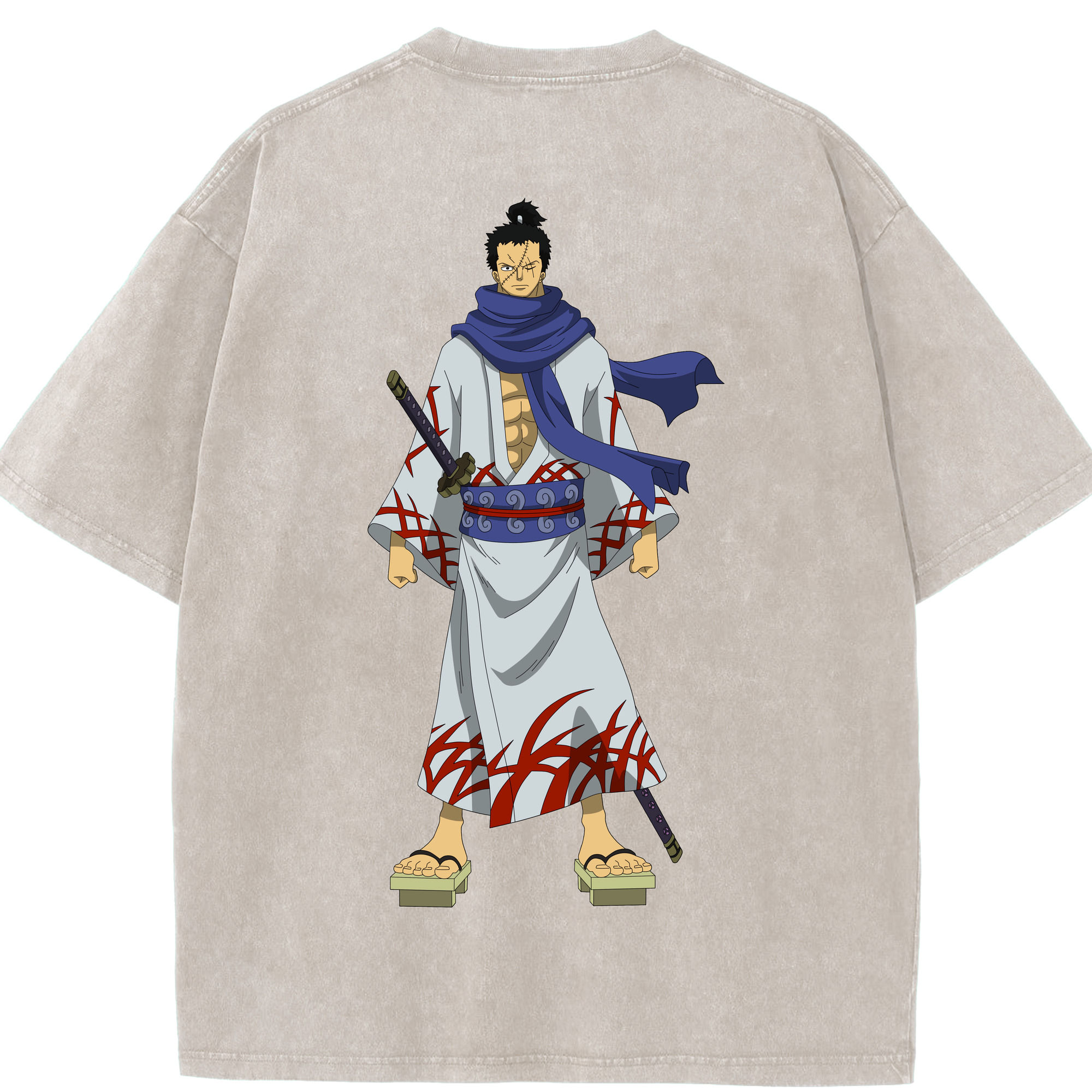 ワンピース ロロノア・ゾロ ONE PIECE Roronoa Zoro 綿100% ヴィンテージ風 半袖Tシャツ（背面プリント）