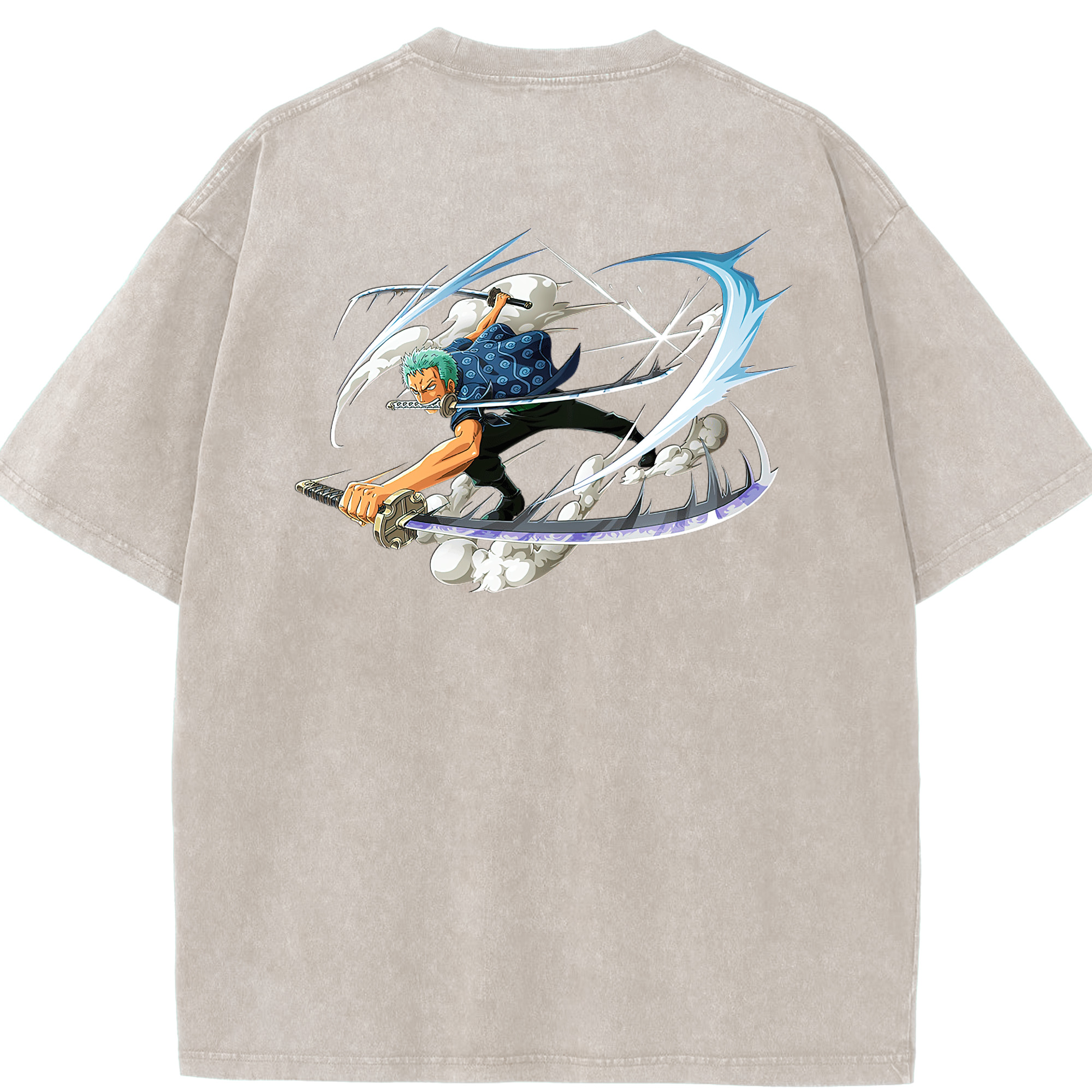 ワンピース ロロノア・ゾロ ONE PIECE Roronoa Zoro 綿100% ヴィンテージ風 半袖Tシャツ（背面プリント）