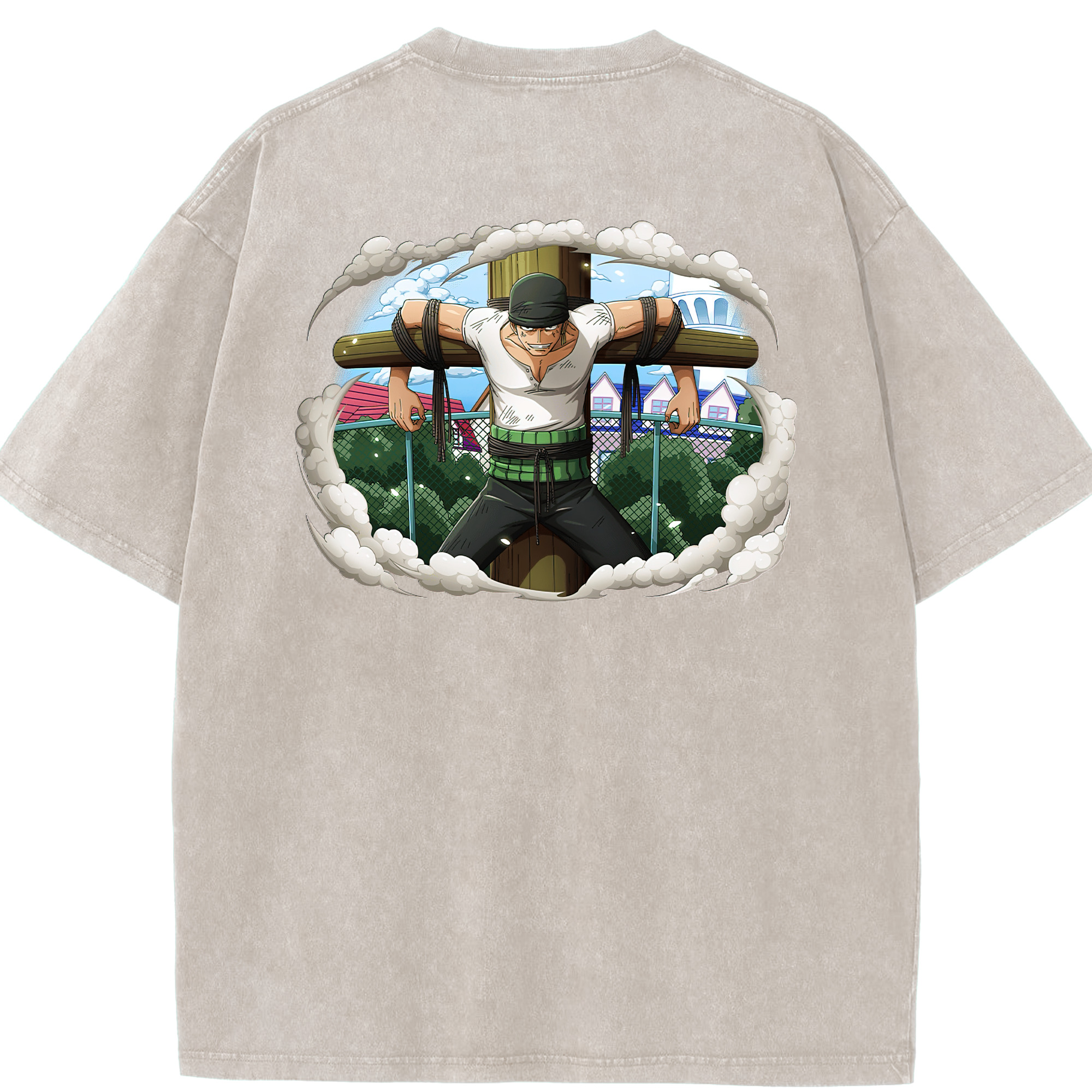 ワンピース ロロノア・ゾロ ONE PIECE Roronoa Zoro 綿100% ヴィンテージ風 半袖Tシャツ（背面プリント）
