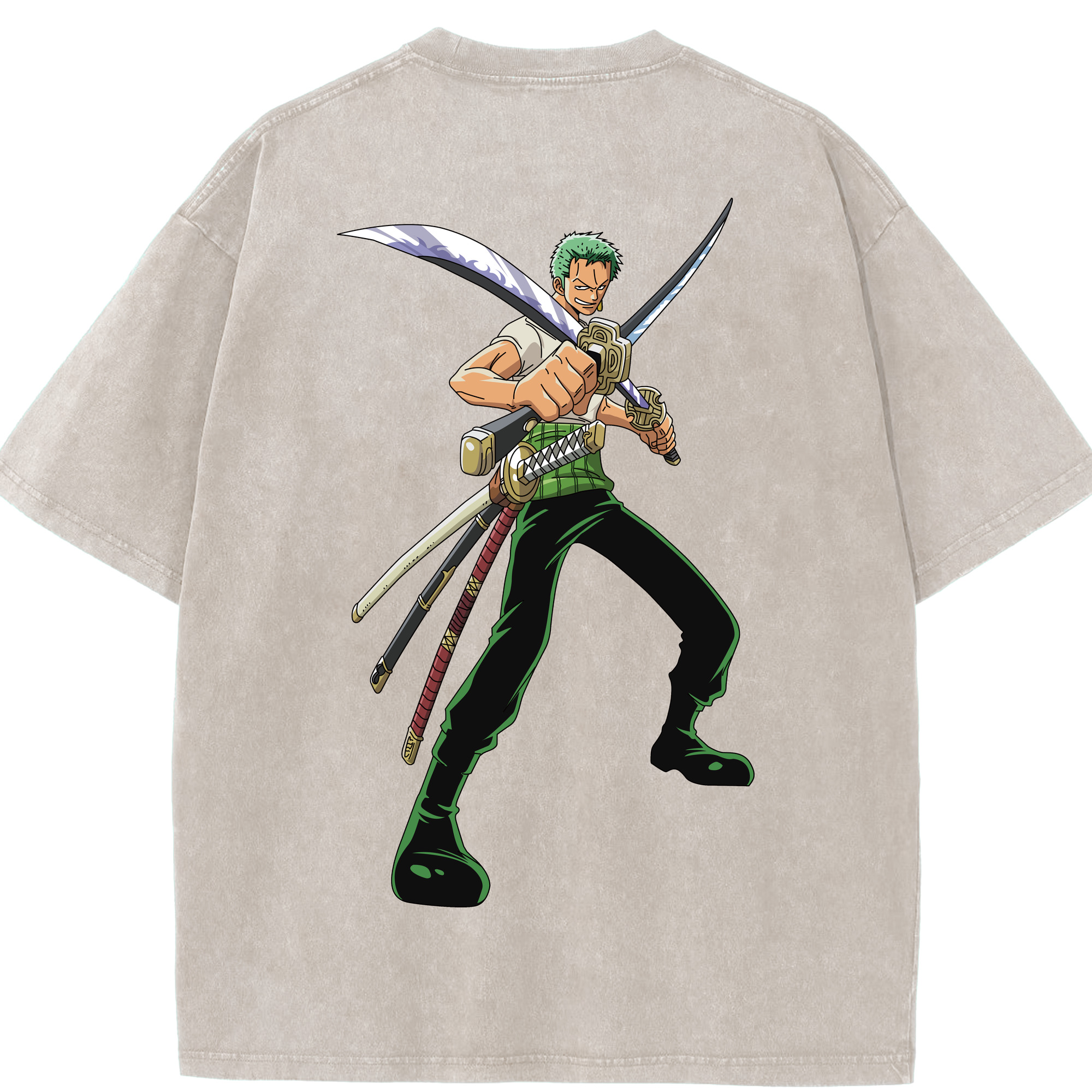 ワンピース ロロノア・ゾロ ONE PIECE Roronoa Zoro 綿100% ヴィンテージ風 半袖Tシャツ（背面プリント）