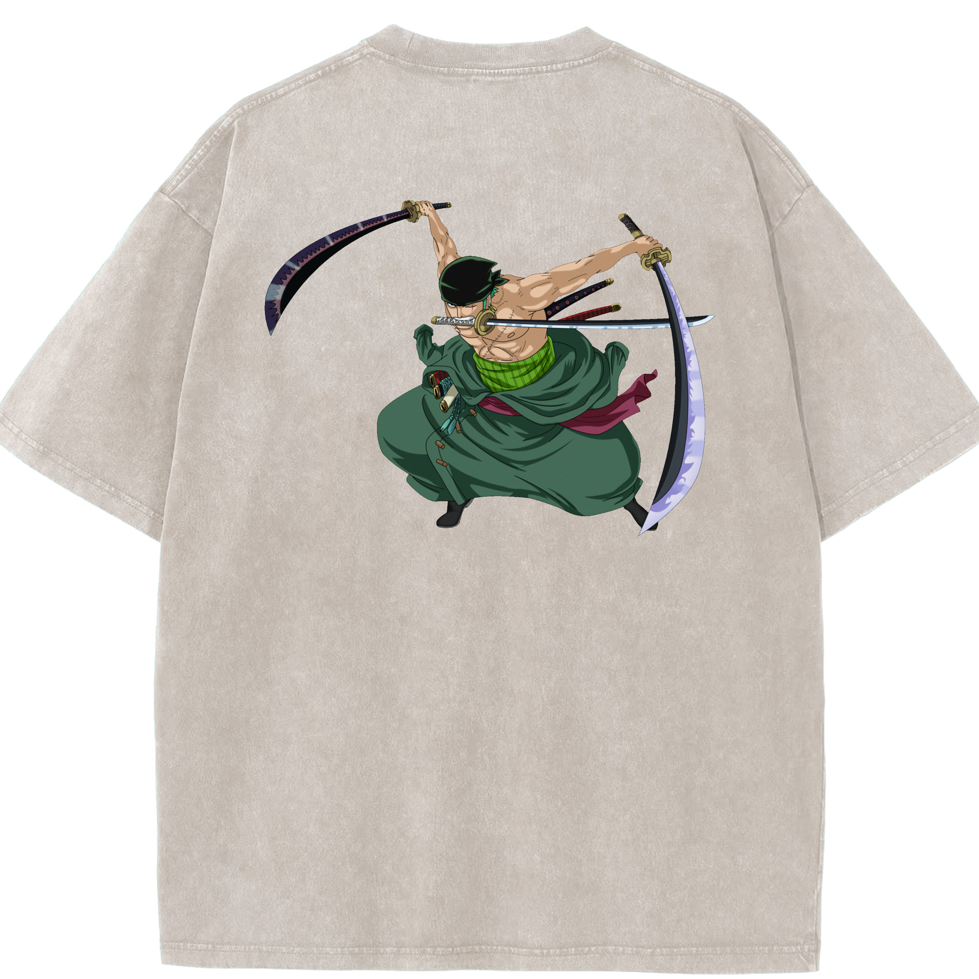 ワンピース ロロノア・ゾロ ONE PIECE Roronoa Zoro 綿100% ヴィンテージ風 半袖Tシャツ（背面プリント）
