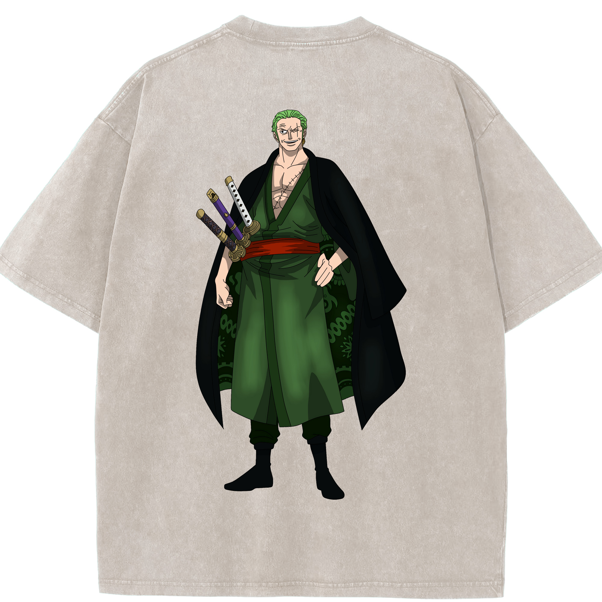 ワンピース ロロノア・ゾロ ONE PIECE Roronoa Zoro 綿100% ヴィンテージ風 半袖Tシャツ（背面プリント）